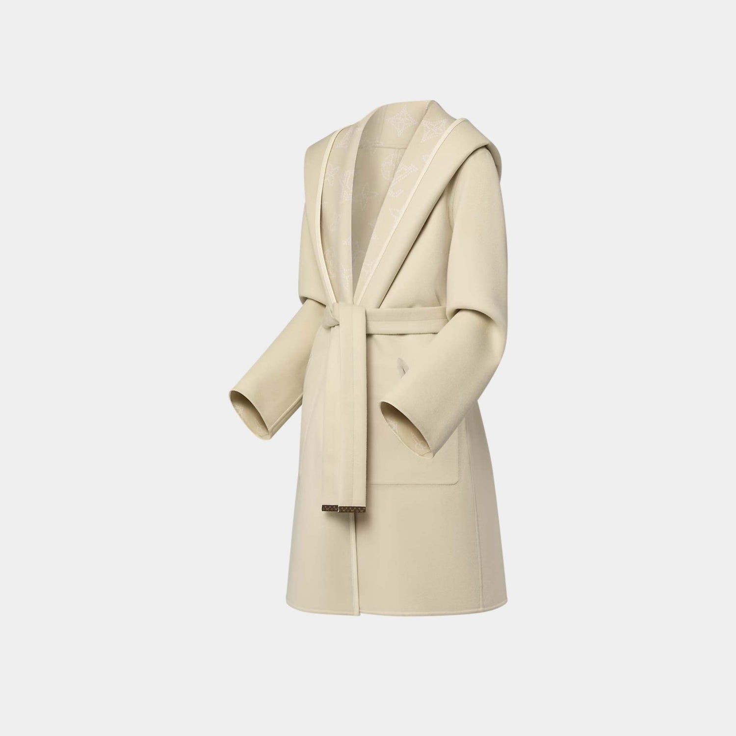 Louis Vuitton Reversible Signature Hooded Wrap Coat , Side