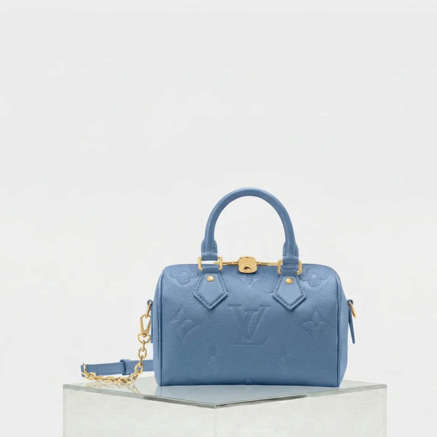 Louis Vuitton Speedy Bandouliere 20 Monogram Empreinte Leather, Bleu Jean, Front