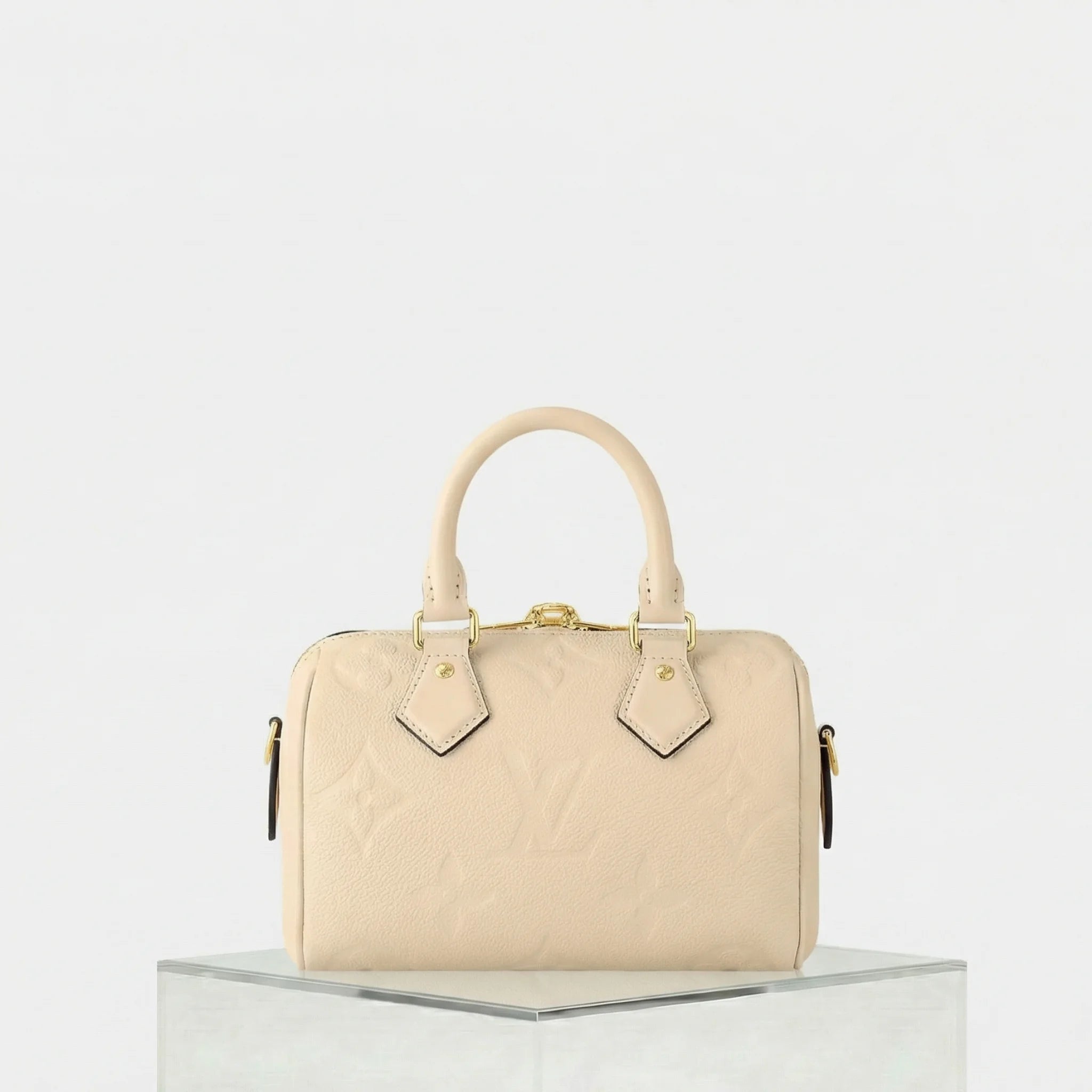 Louis Vuitton Speedy Bandouliere 20 Monogram Empreinte Leather, Creme, Back