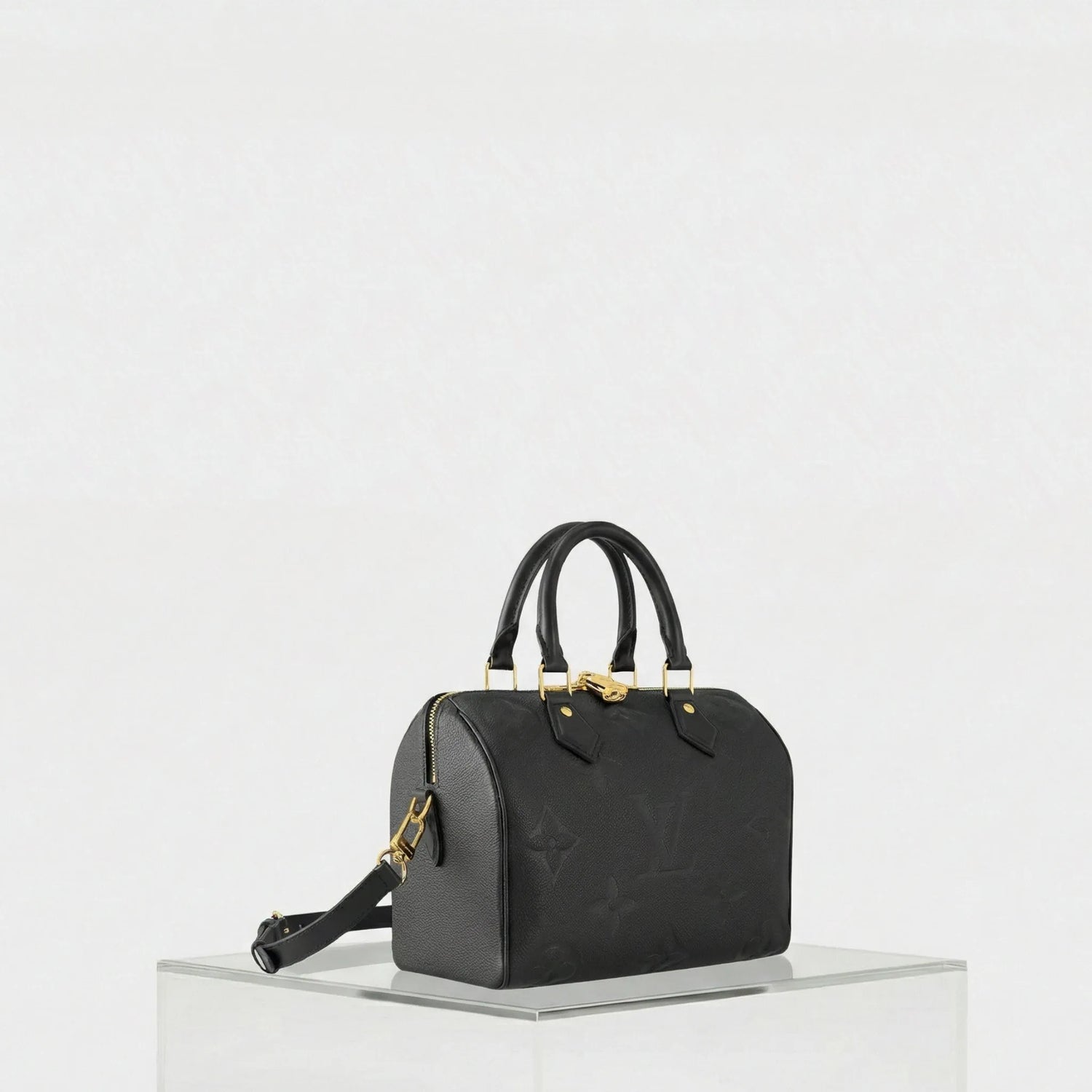 Louis Vuitton Speedy Bandouliere 25 Bag Monogram Empreinte, Black, Side
