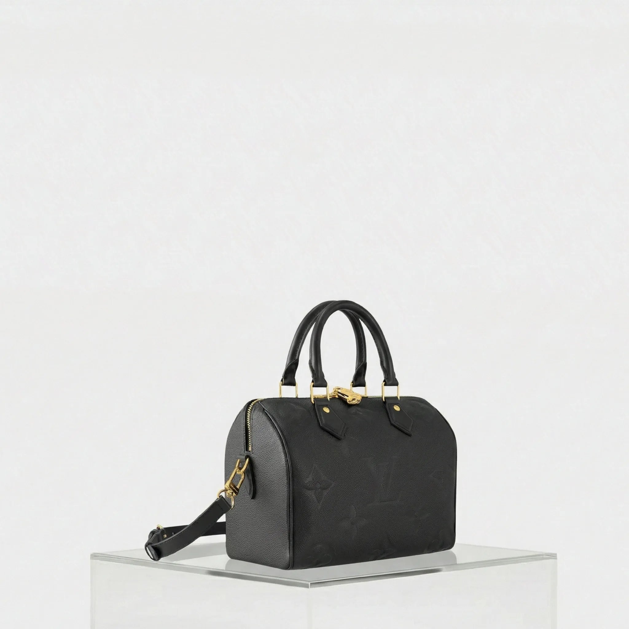 Louis Vuitton Speedy Bandouliere 25 Bag Monogram Empreinte, Black, Side