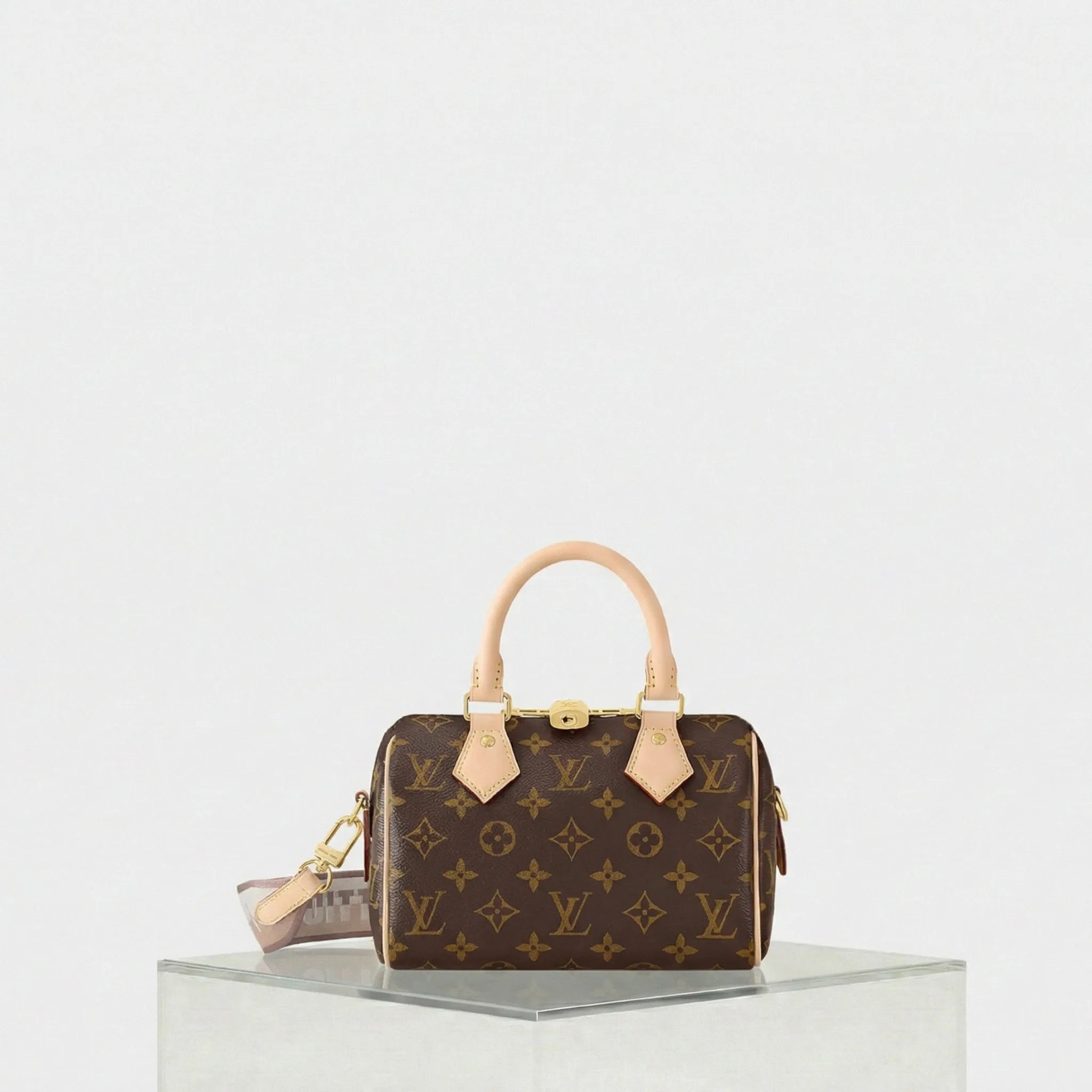 Louis Vuitton Speedy Bandouliere 20 Handbag Monogram Canvas, Beige, Front