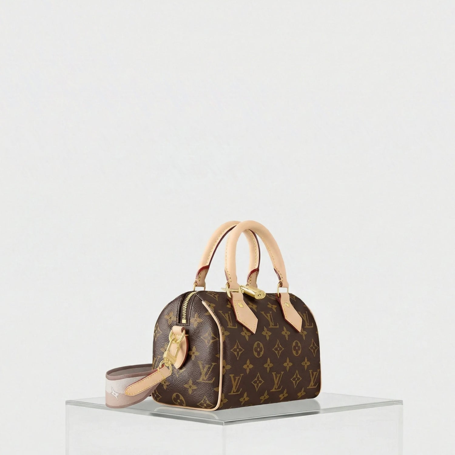 Louis Vuitton Speedy Bandouliere 20 Handbag Monogram Canvas, Beige, Side