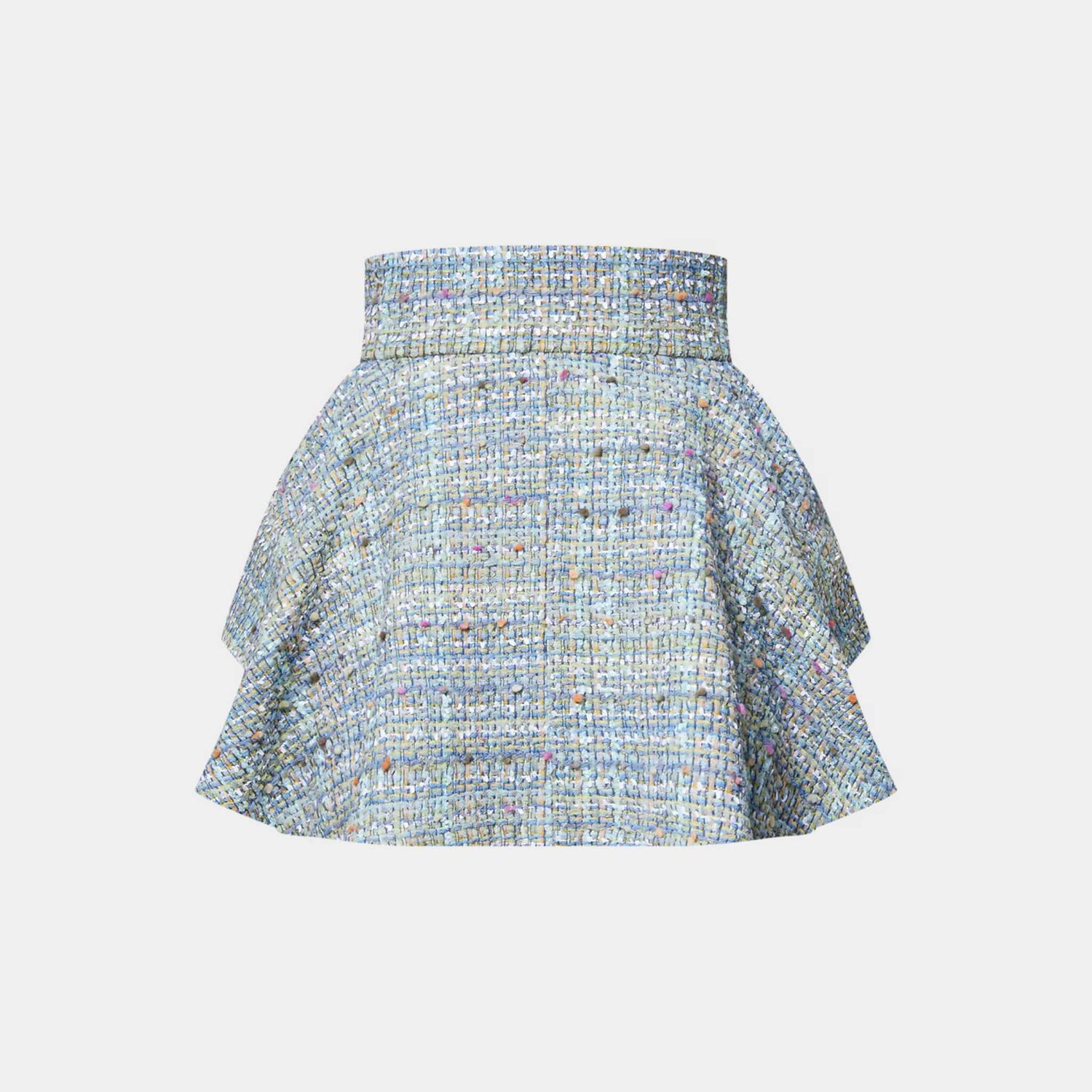 Louis Vuitton Tweed Mini Wrap Skirt Turquoise, Back