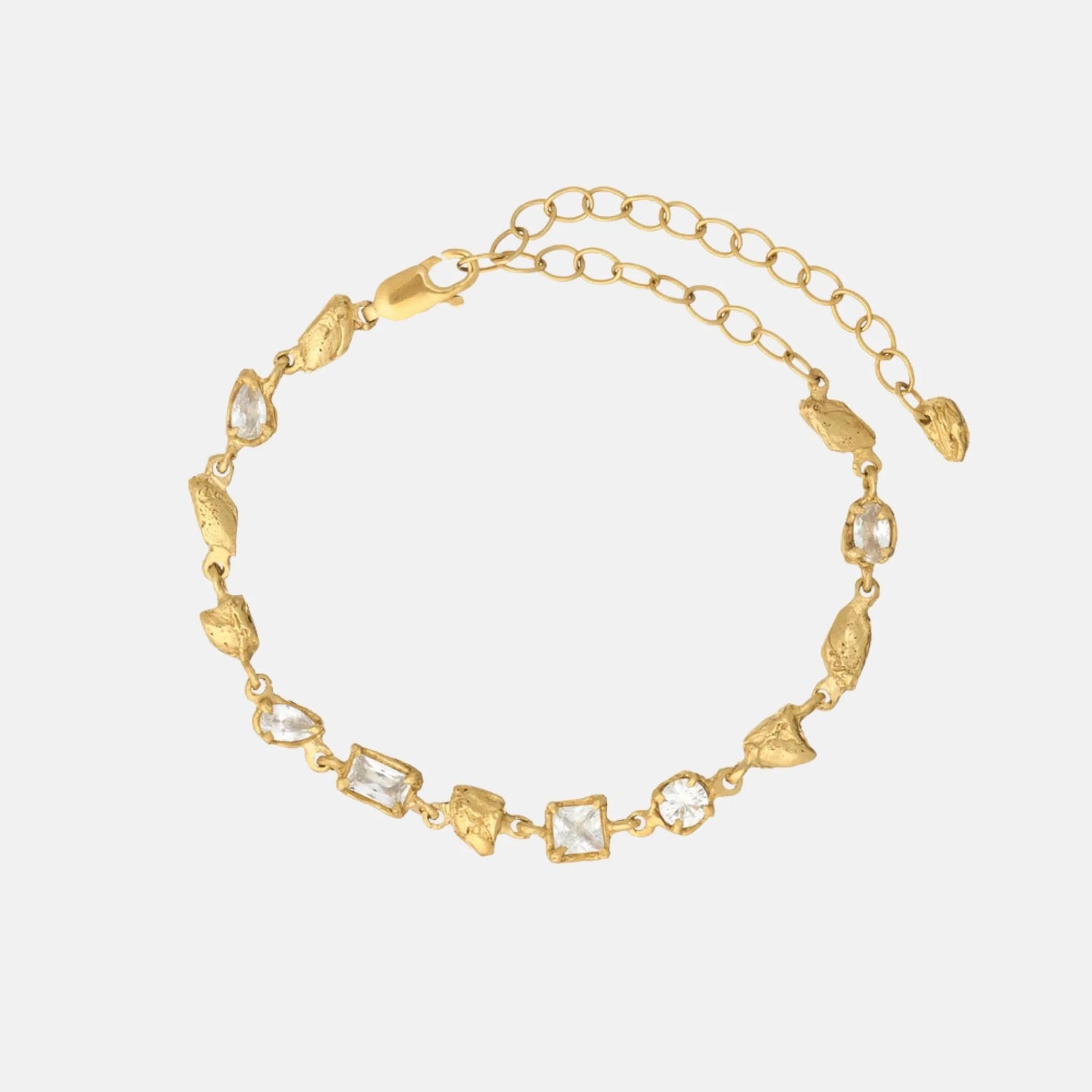 Loveness Lee Ara 18K Gold Plated Recycled Silver Bracelet, Lab Grown White Sapphire