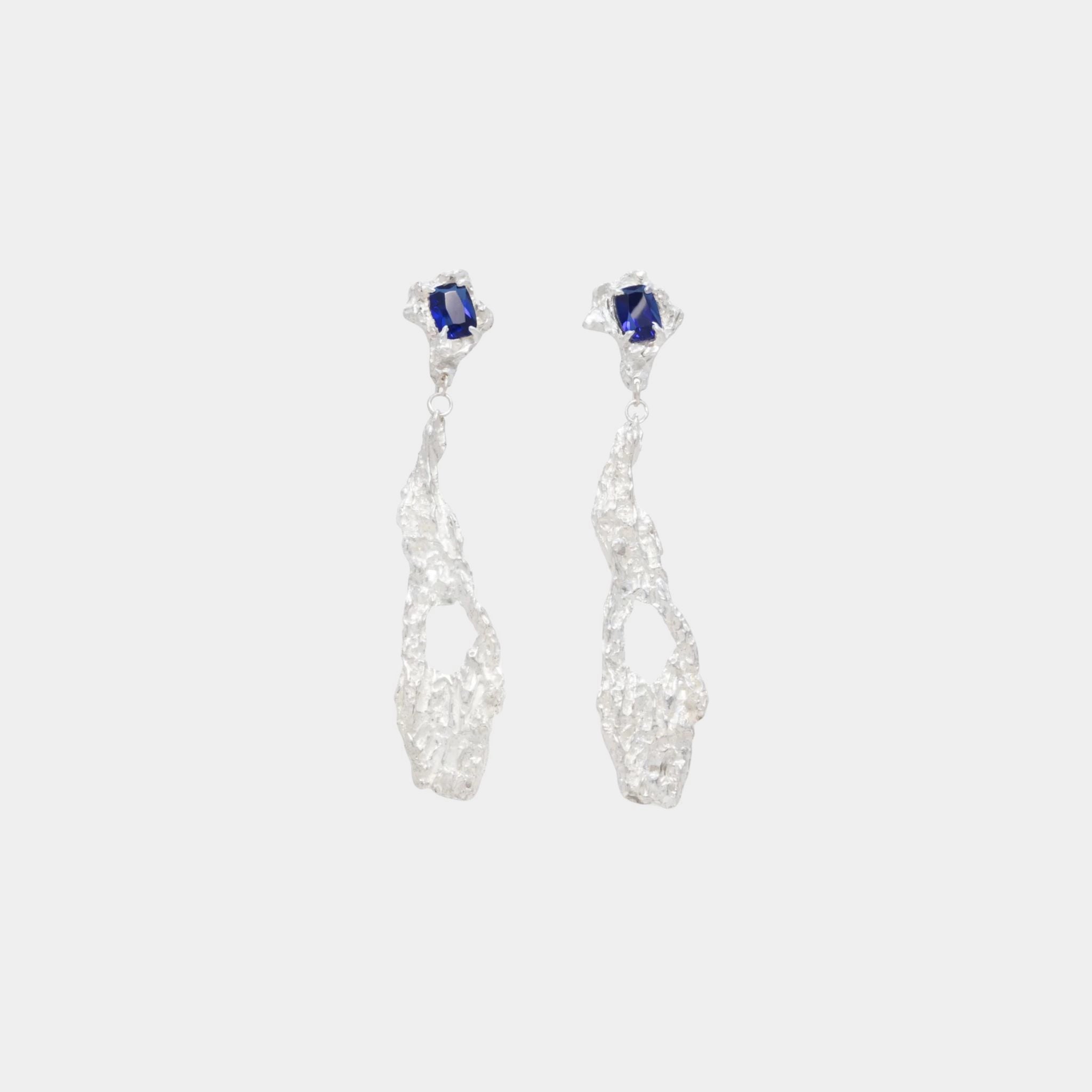 Loveness Lee Ceciliae Sapphire Argenti Earrings, Front