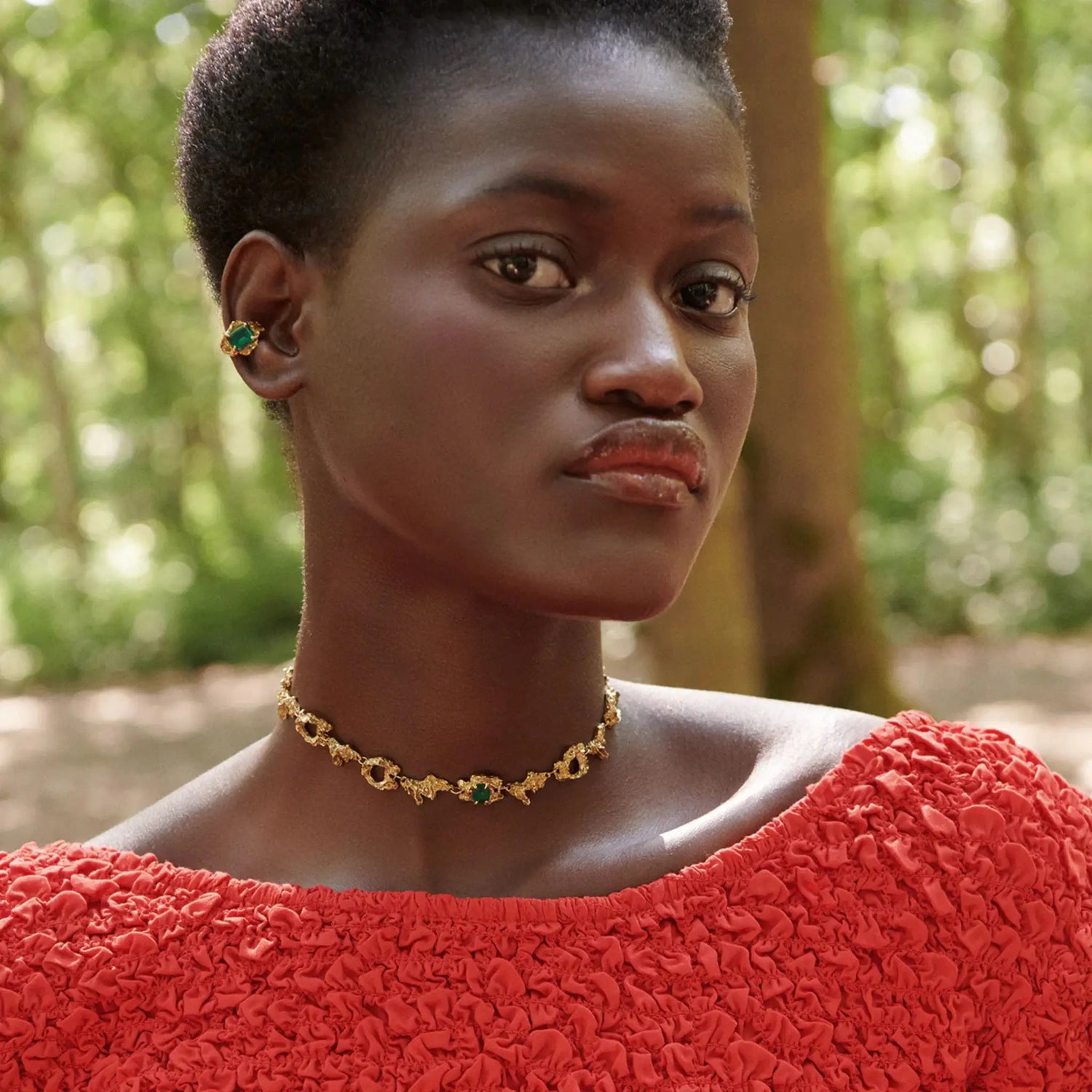 Loveness Lee  Eryngii Emerald Necklace, Gold Plated, Model