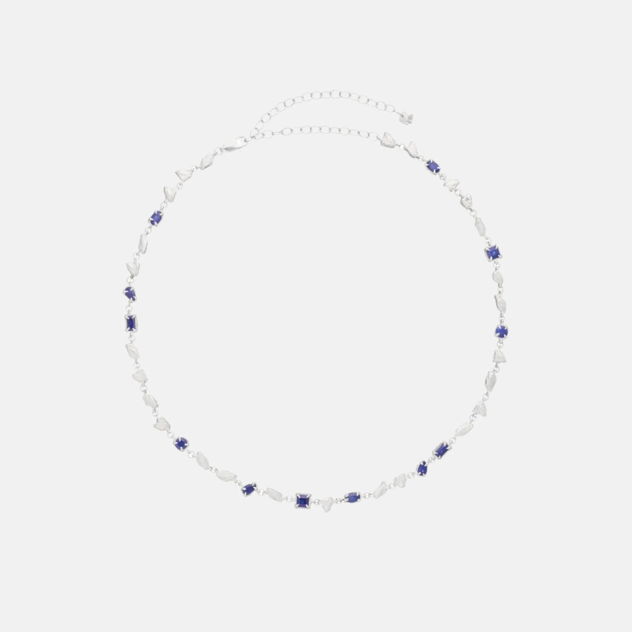 Loveness Lee Hali Argenti Recycled Silver Necklace, Lab Grown. Blue Sapphire