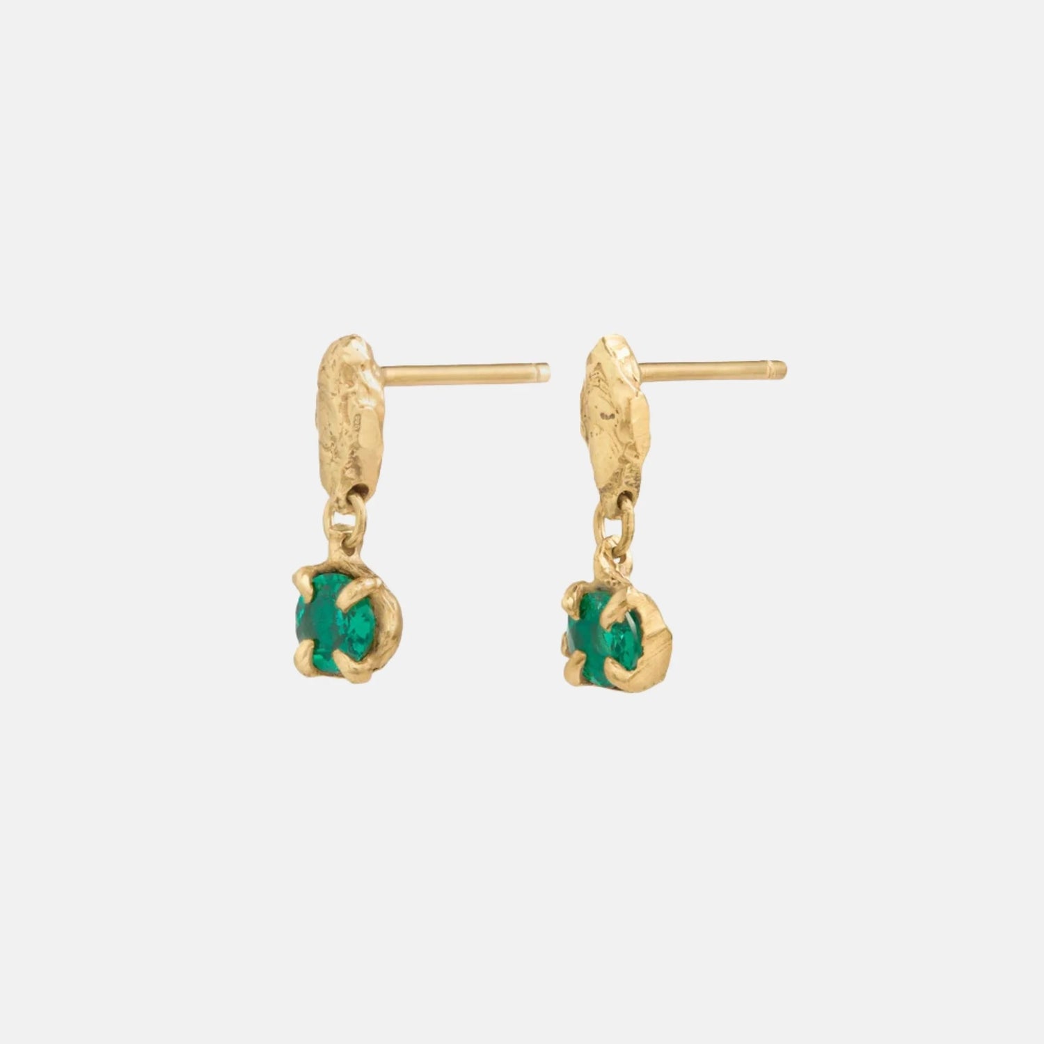 Loveness Lee Mini Tota 18K Gold Plated Silver Earrings, Lab Grown Emerald, Side