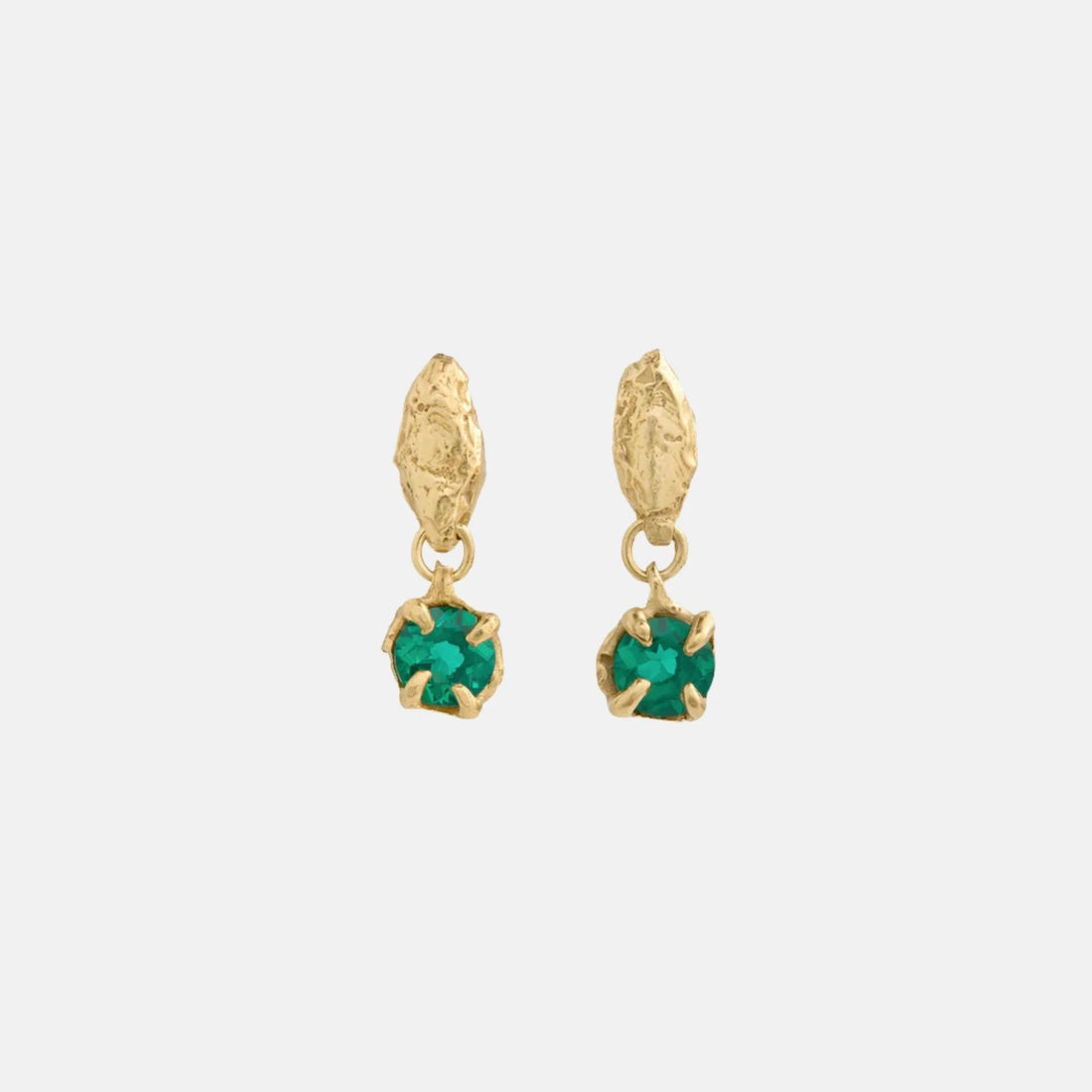Loveness Lee Mini Tota 18K Gold Plated Silver Earrings, Lab Grown Emerald