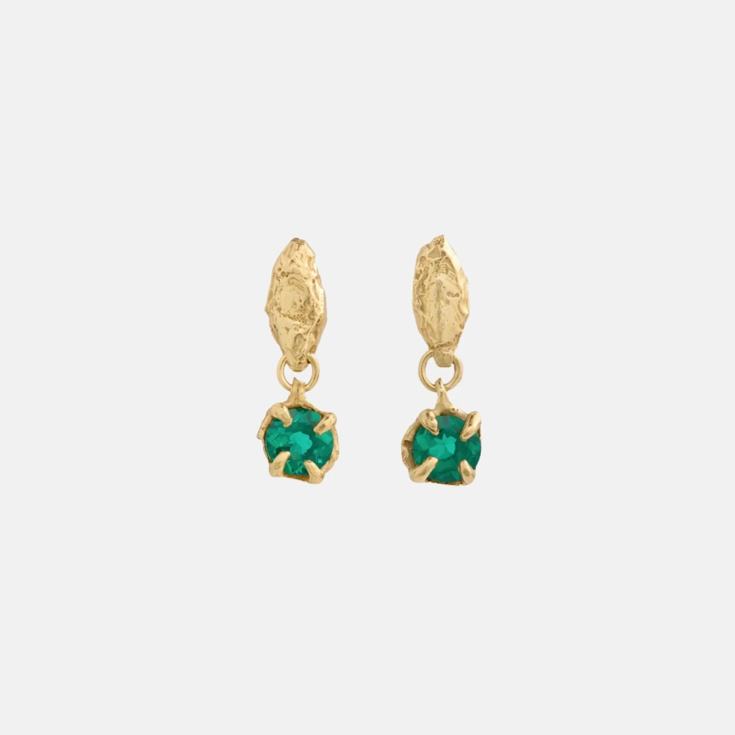Loveness Lee Mini Tota 18K Gold Plated Silver Earrings, Lab Grown Emerald