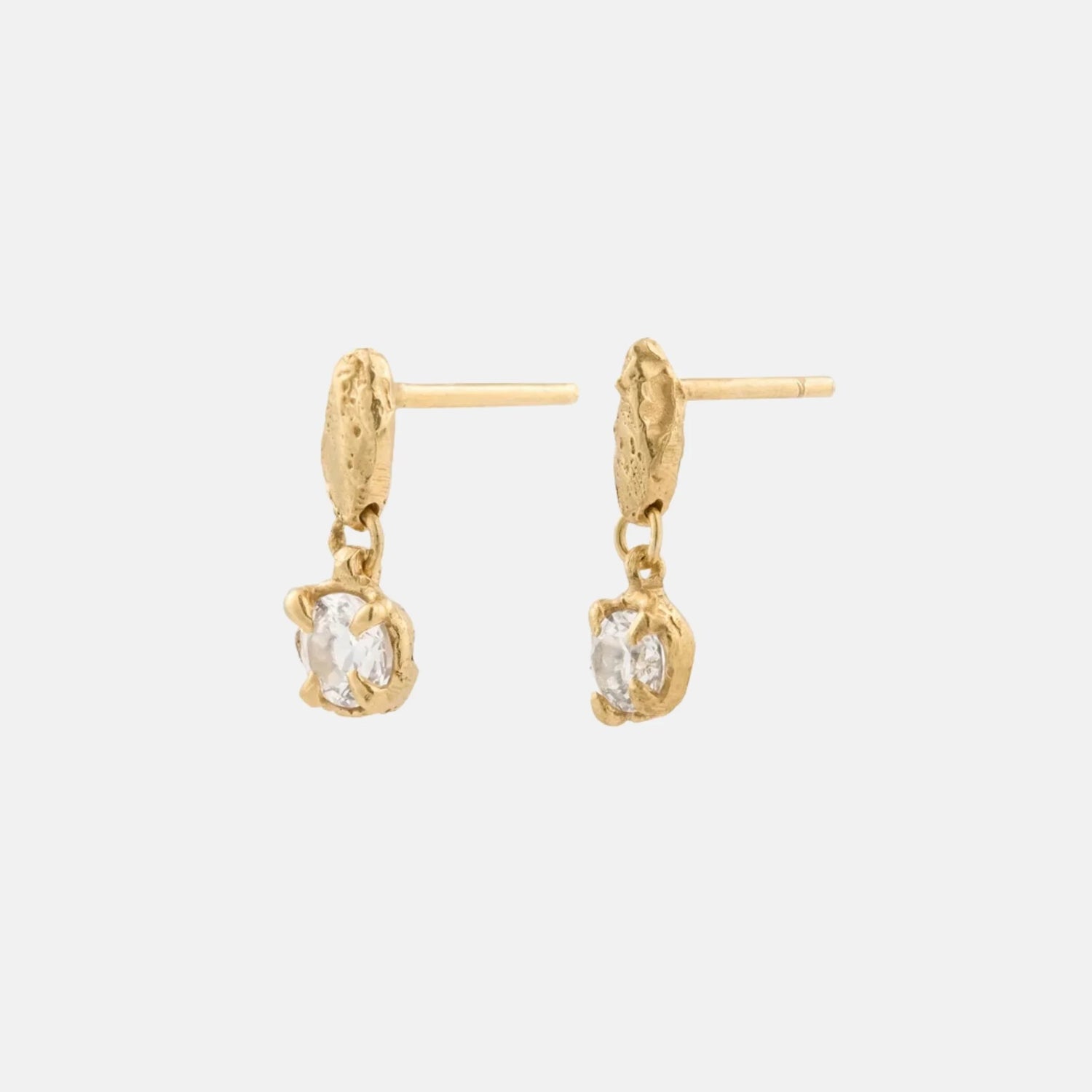 Loveness Lee Mini Tota 18K Gold Plated Silver Earrings, Lab Grown White Sapphire, Side
