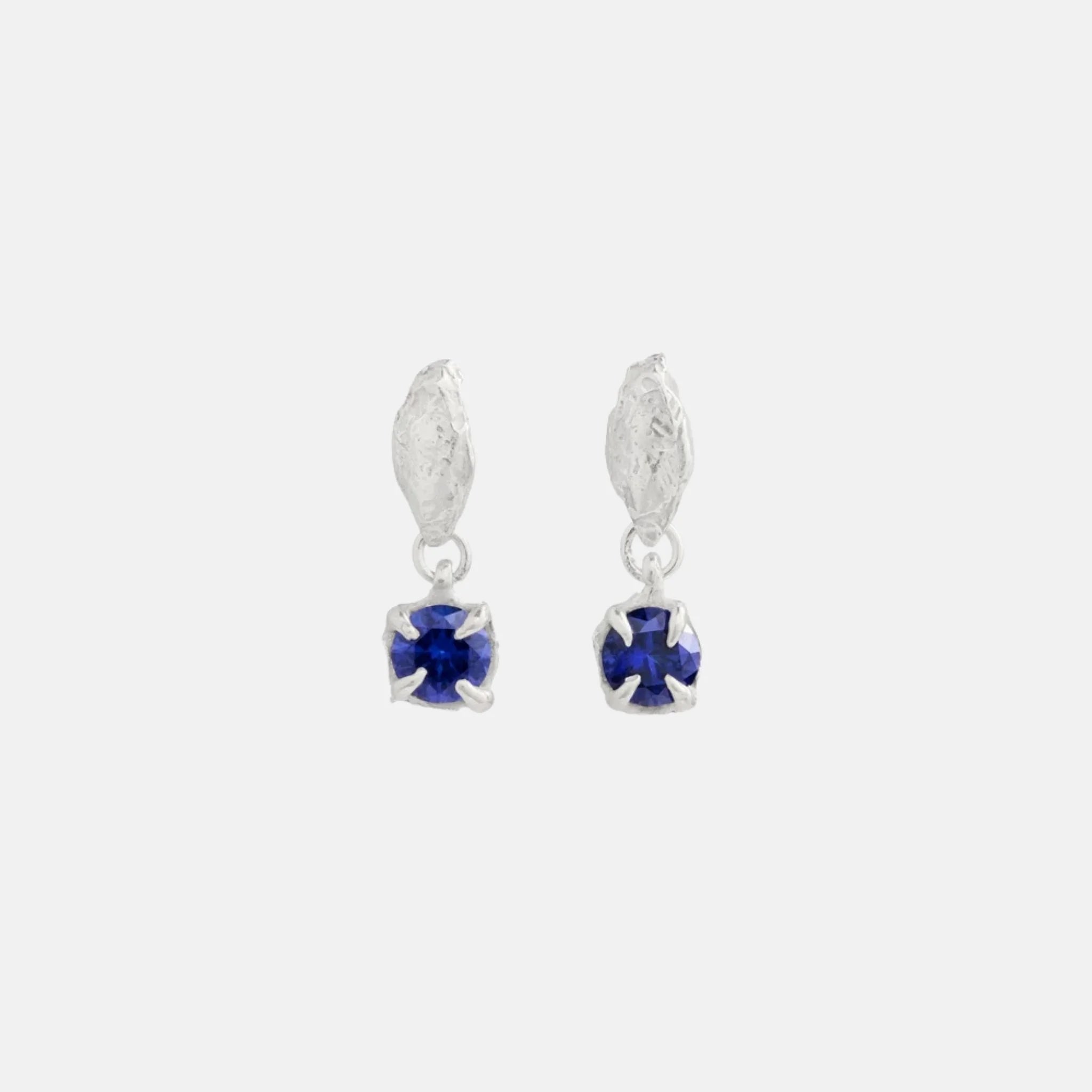 Loveness Lee Mini Tota Recycled Silver Argenti Earrings, Blue Sapphire Front