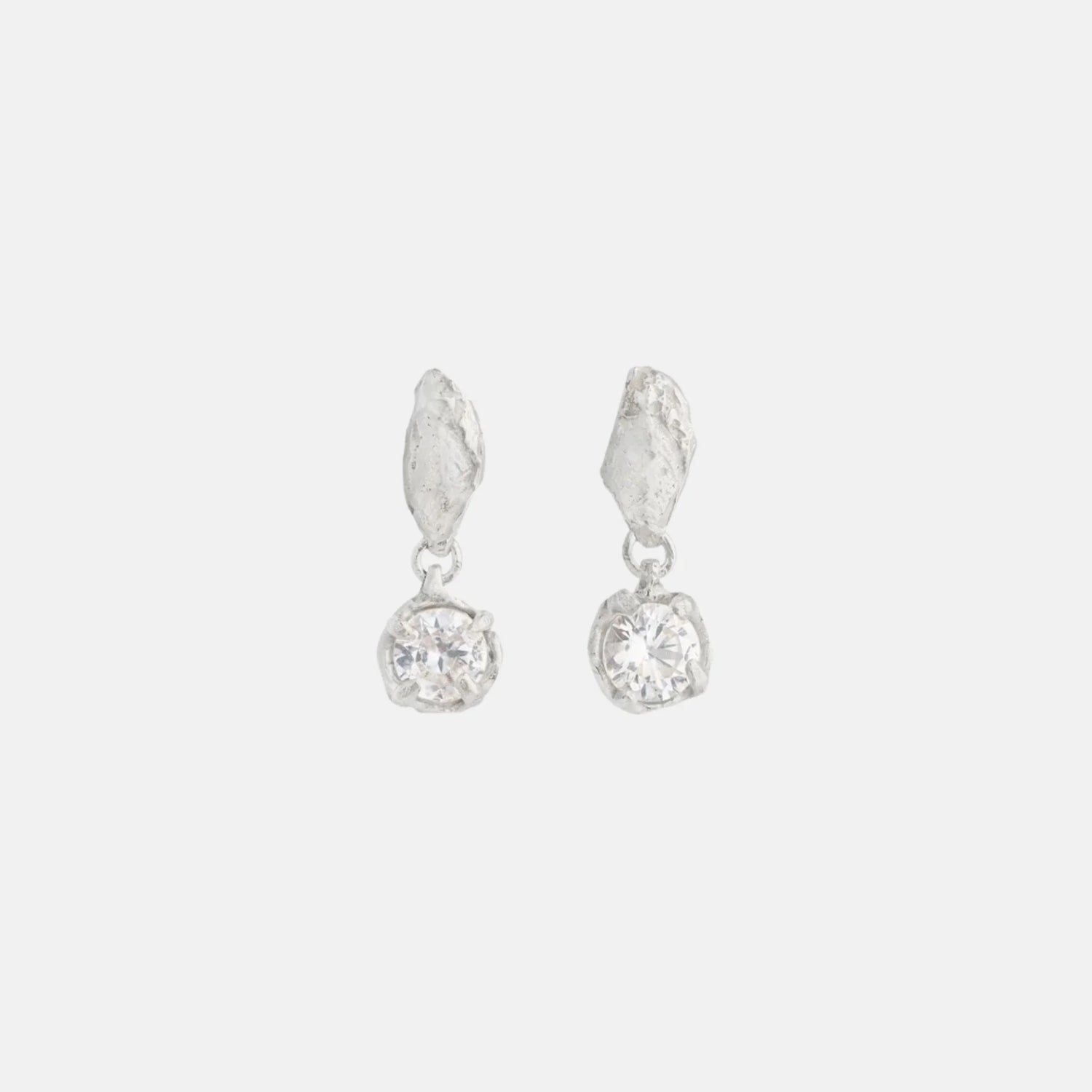 Loveness Lee Mini Tota Recycled Silver Argenti Earrings, White Sapphire Front