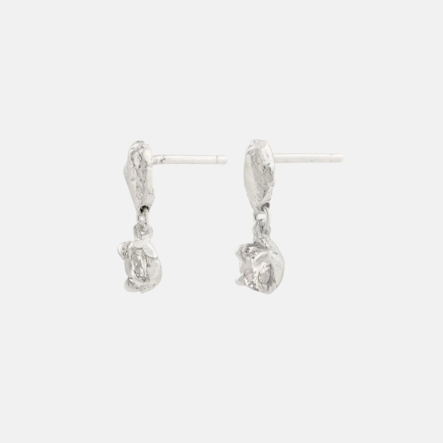 Loveness Lee Mini Tota Recycled Silver Argenti Earrings, White Sapphire Side