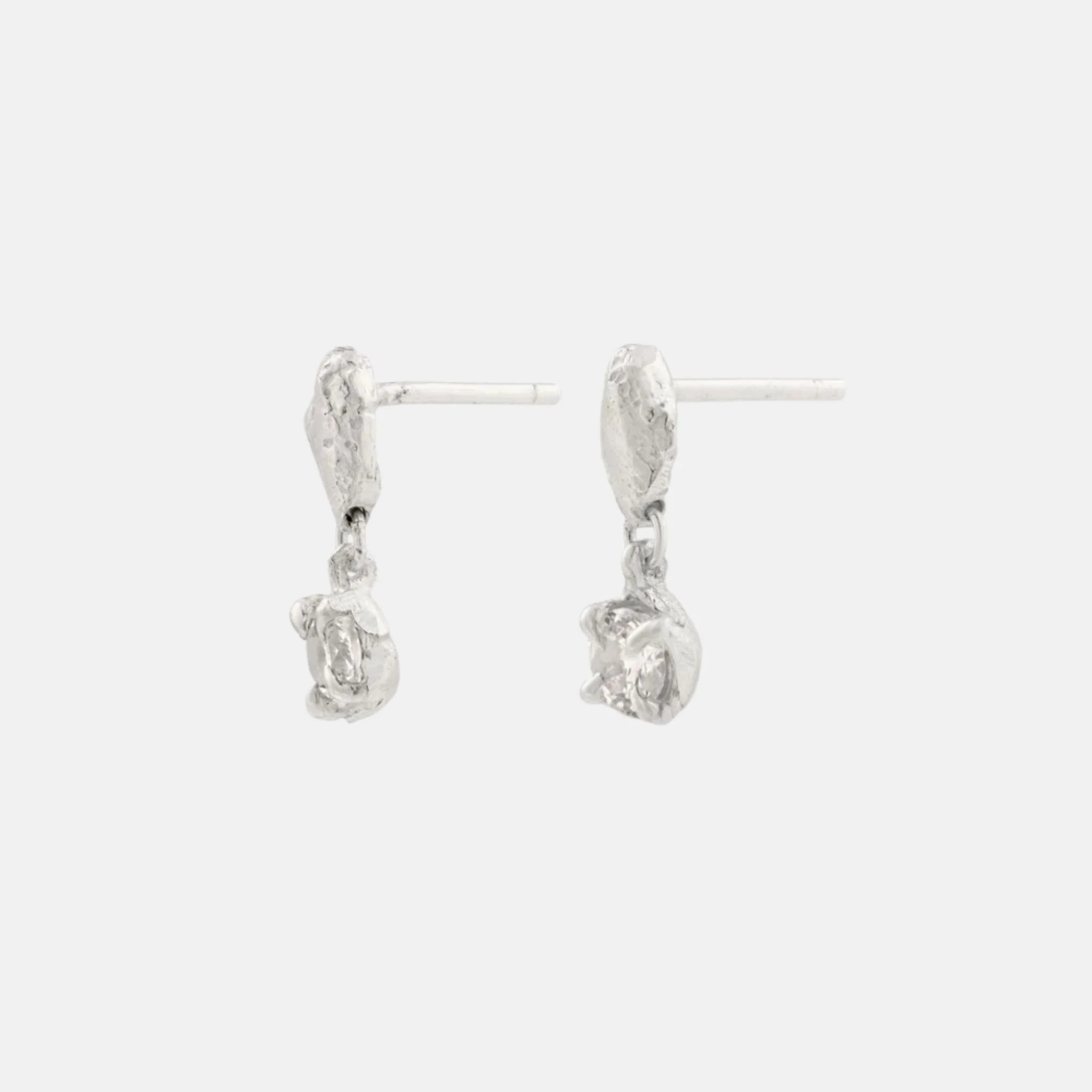 Loveness Lee Mini Tota Recycled Silver Argenti Earrings, White Sapphire Side