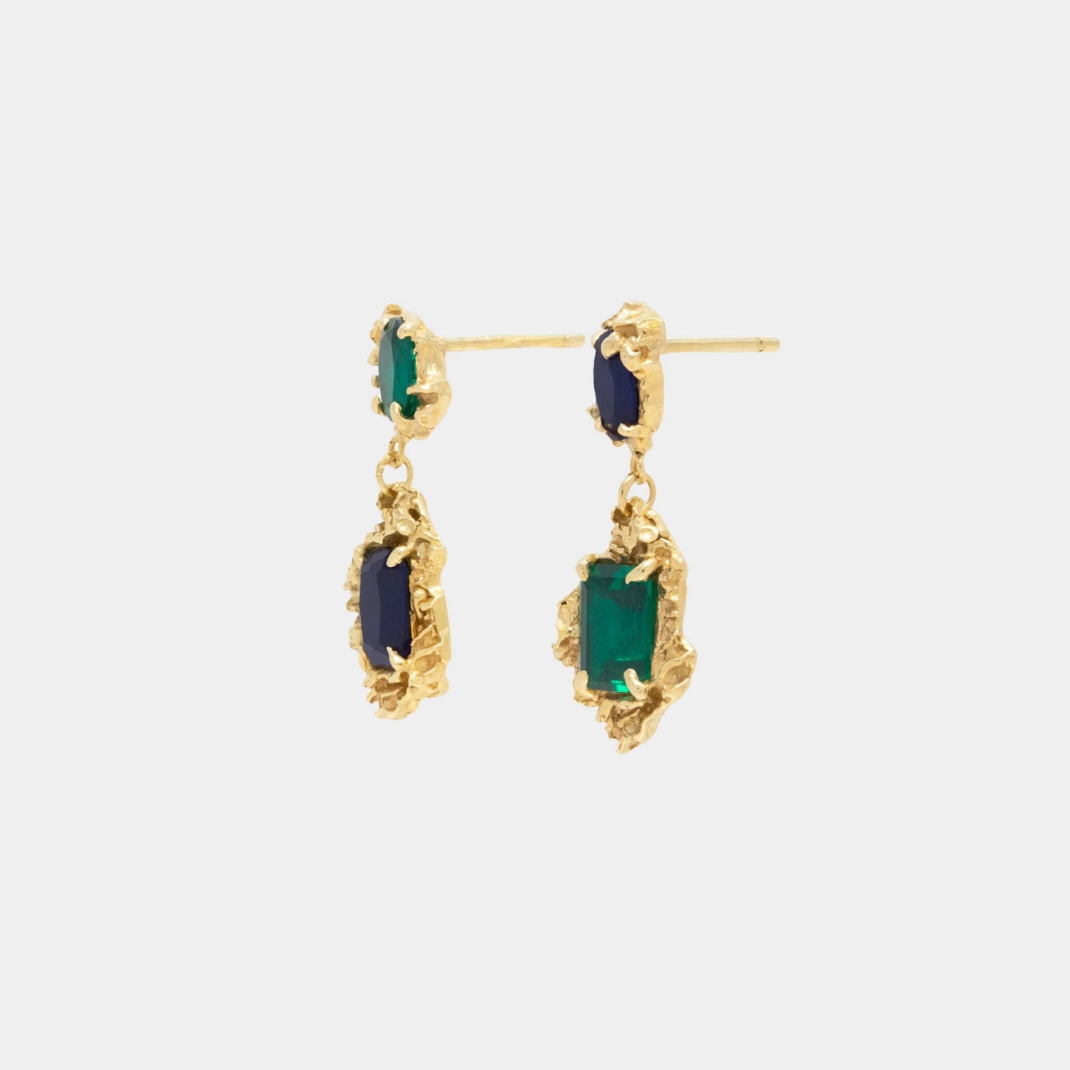 Loveness Lee Rina Sapphire Emerald Earrings, Side