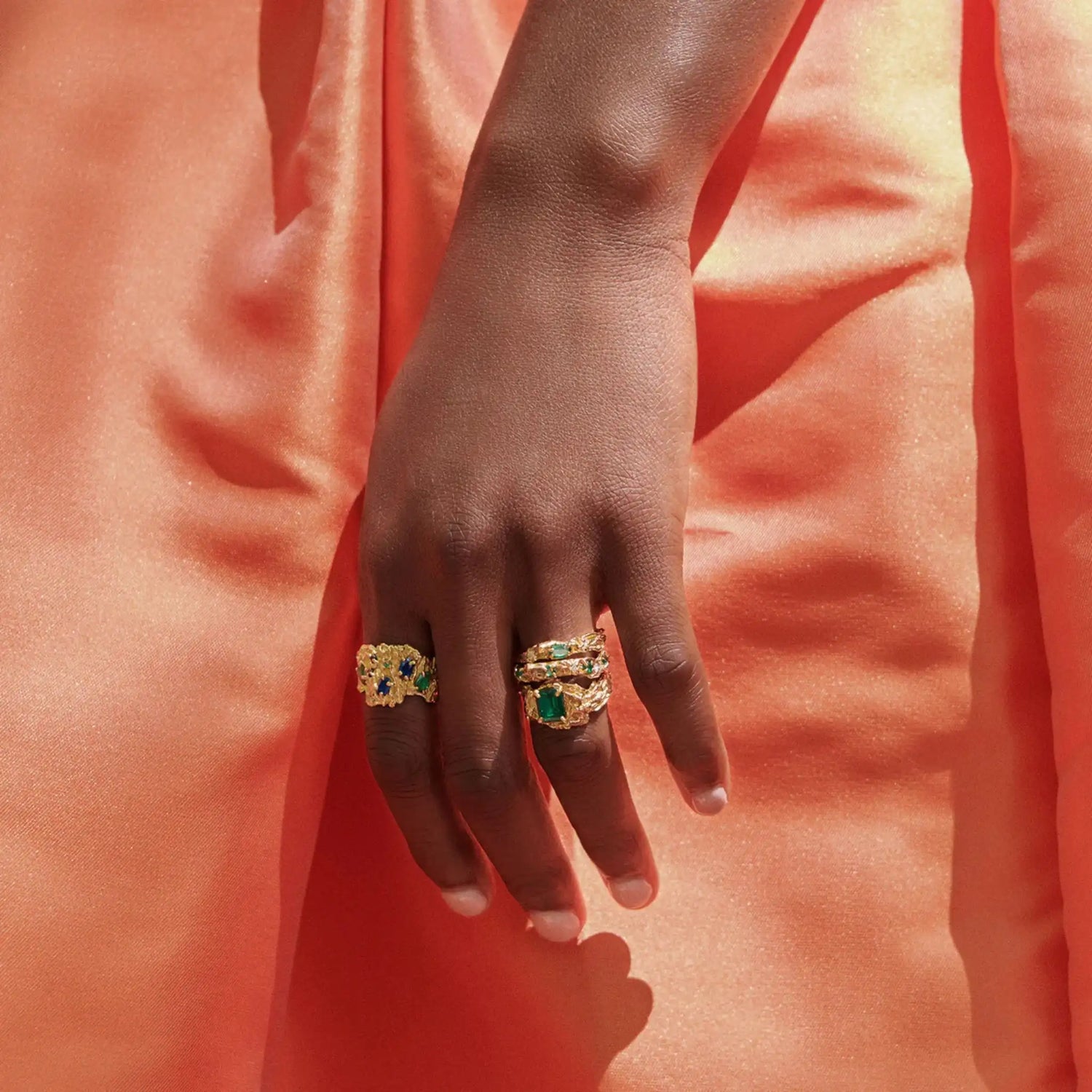 Rosea Emerald Moissanite Ring, Model 