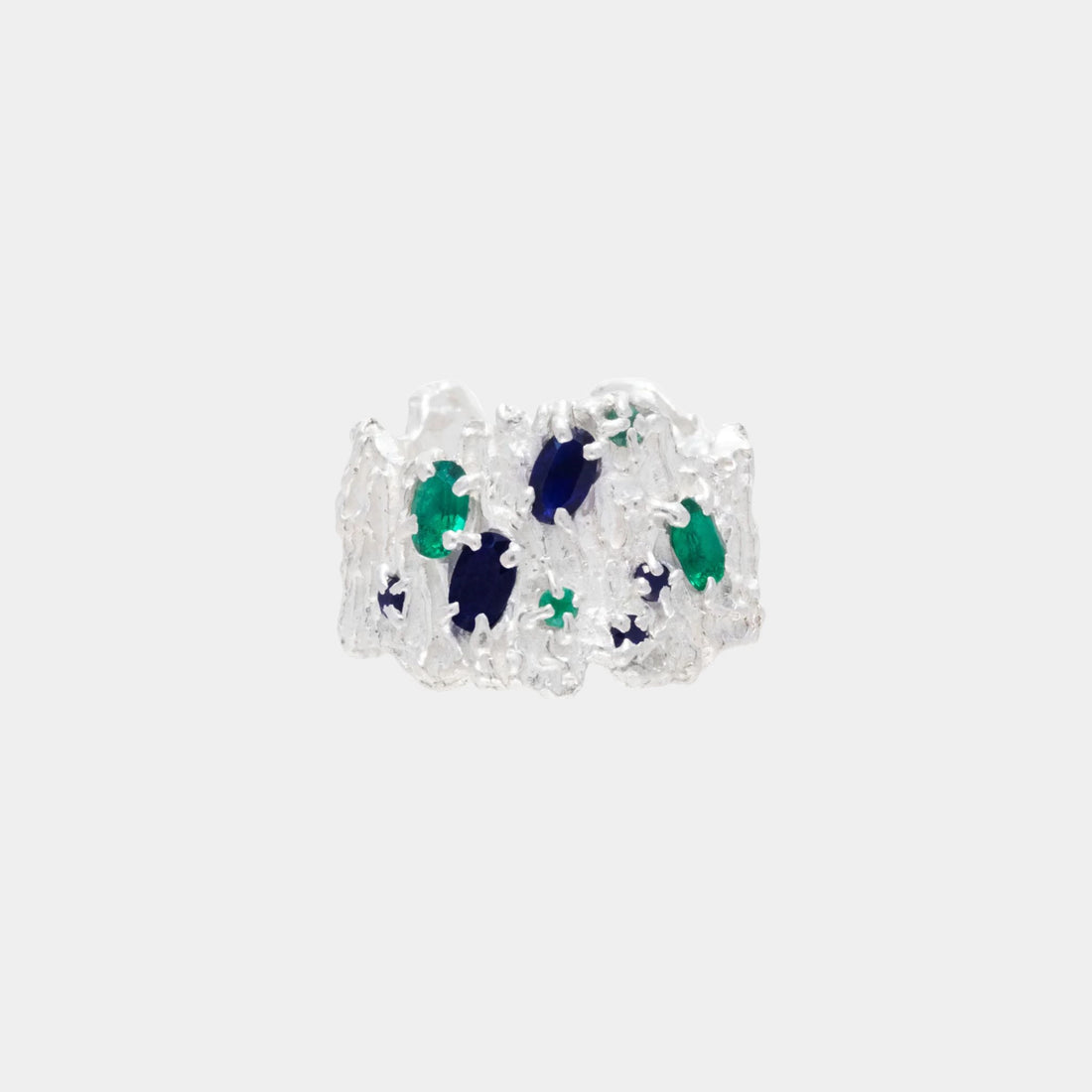 Shiitake Sapphire Emerald Argenti Ring
