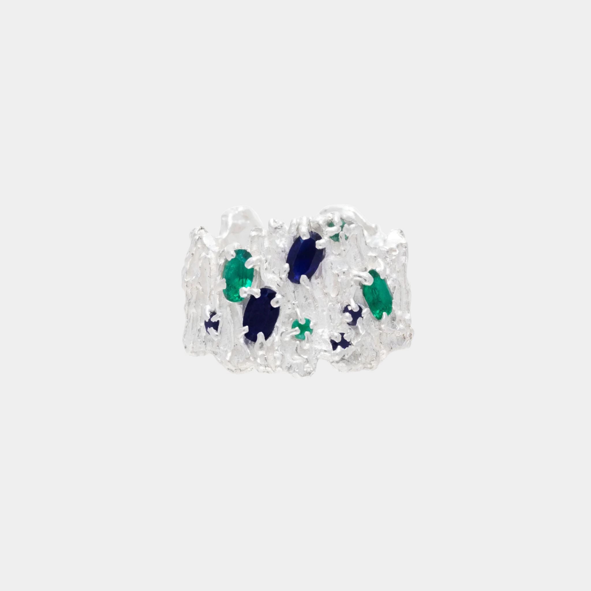 Shiitake Sapphire Emerald Argenti Ring