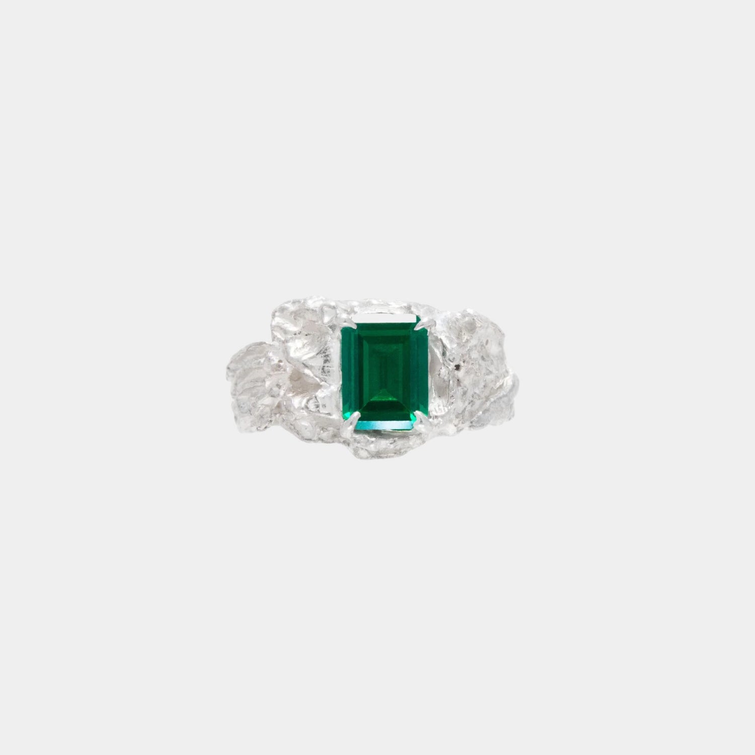 Loveness Lee Shimeji Emerald Ring, Silver, Front