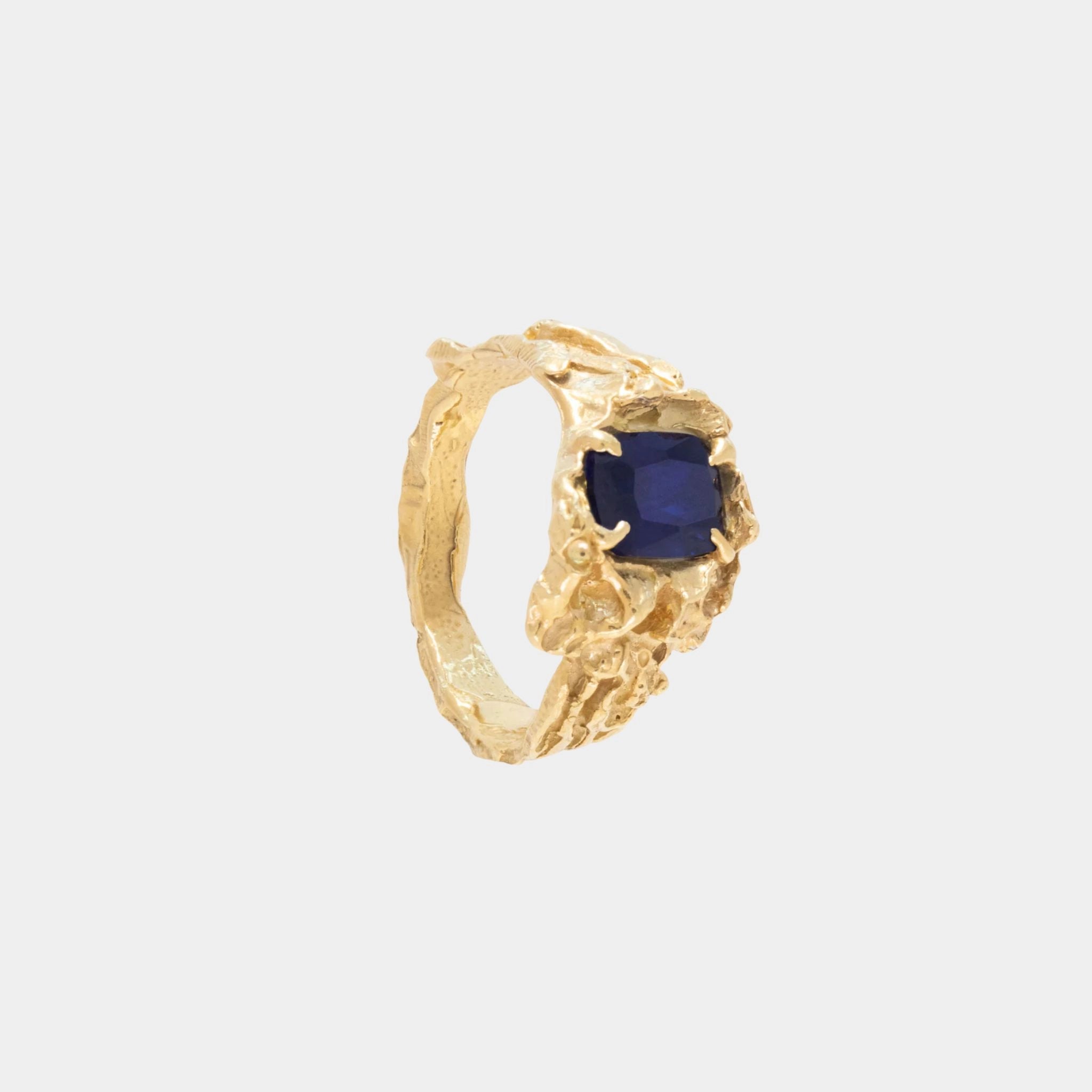 Shimeji Shappire Ring Gold Plated 