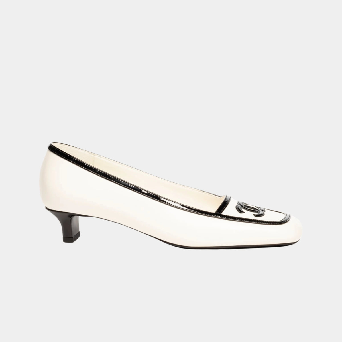 Low Heeled Pumps in Lambskin & Patent Calfskin