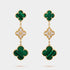 Magic Alhambra earrings 3 motifs yellow Gold Diamond Malachite, front