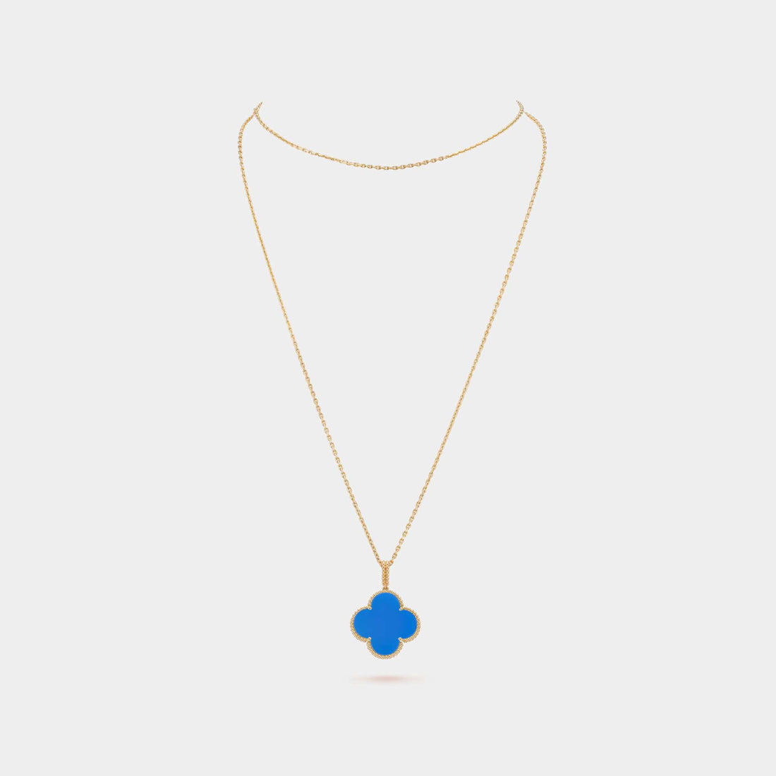 Magic Alhambra Long Necklace 1 motif Yellow Gold Agate,Front