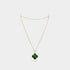 Magic Alhambra Long Necklace 1 motif Yellow Gold Malachite, Front