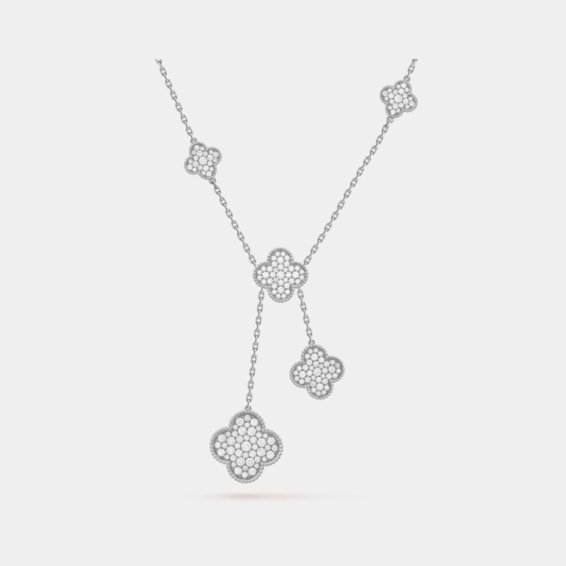 Magic Alhambra Necklace 6 Motifs White Gold Diamond, Front