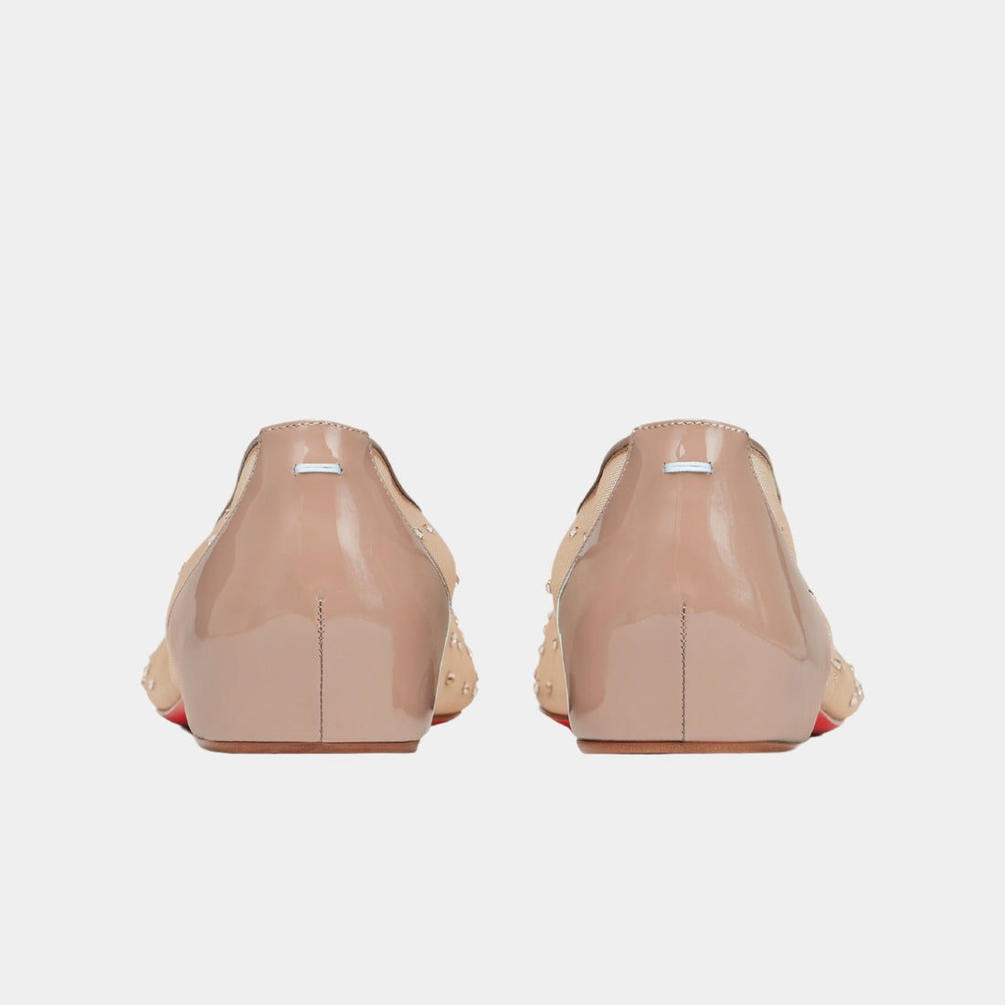 Maison Margiela Marlougiela Strass Ballerina Shoes Mesh Calf Leather, Nude, Back