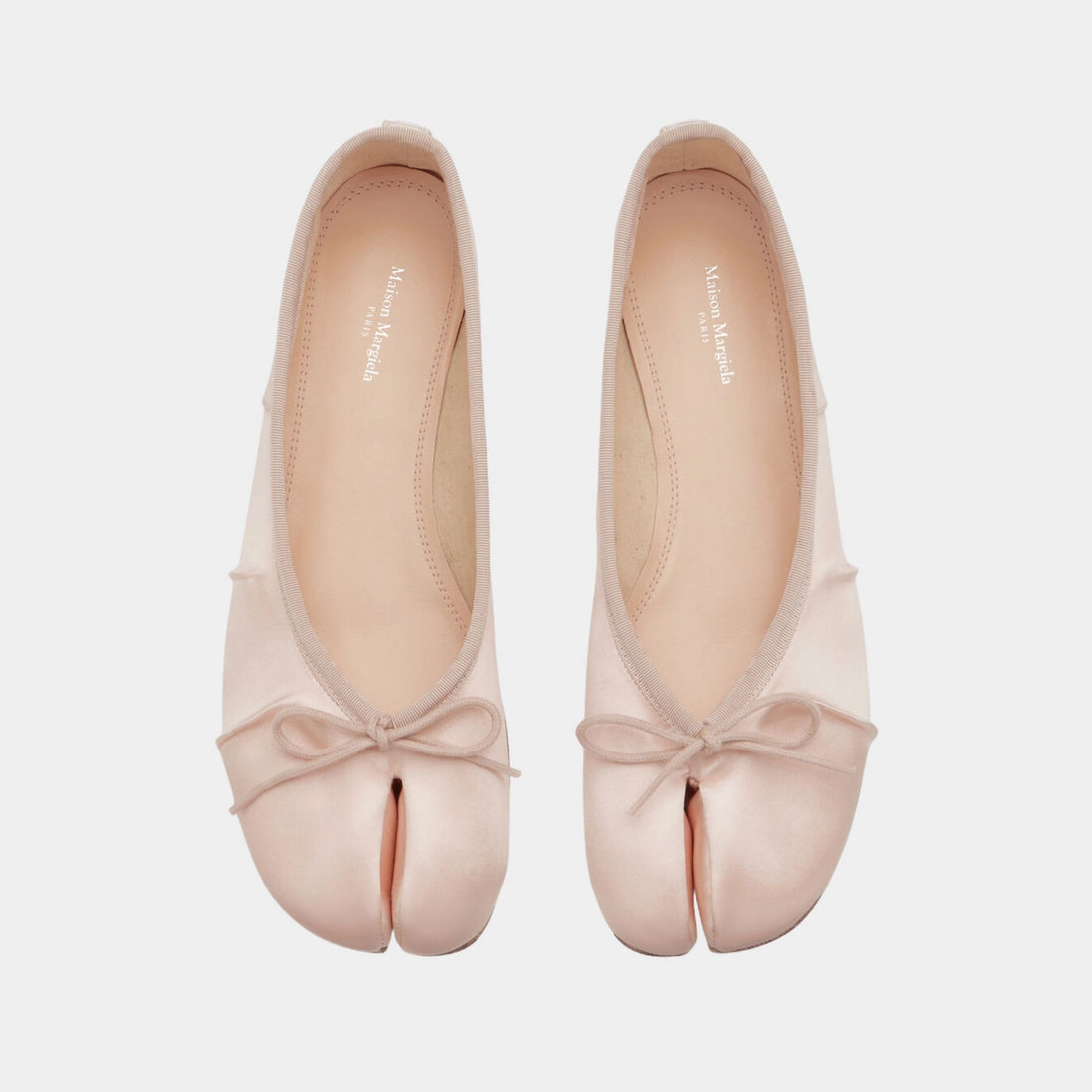 Satin Tabi Ballerina Flats, Alabaster , Top 