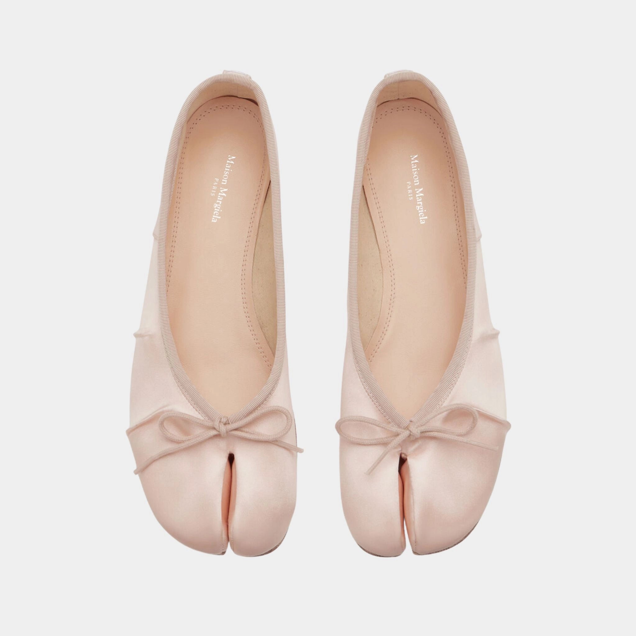 Satin Tabi Ballerina Flats, Alabaster , Top 