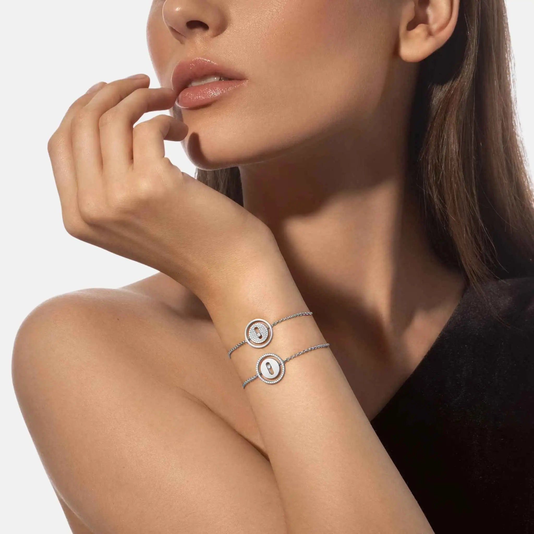 Messika Lucky Move SM Diamond Bracelet, White Gold, Model