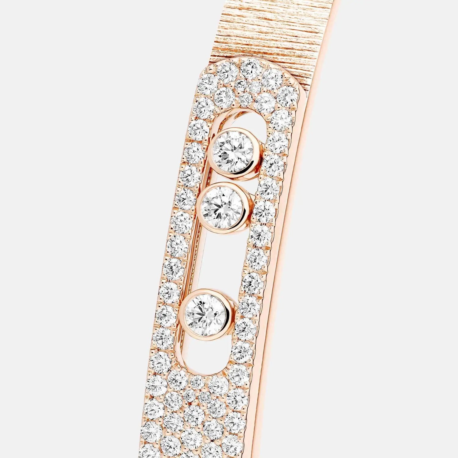 Messika Move Noa Cisele Semi Pave Bangle Diamond Bracelet, Pink Gold, Close