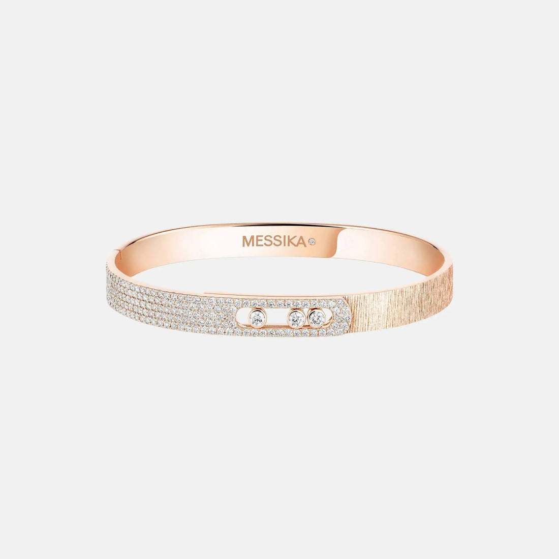 Messika Move Noa Cisele Semi Pave Bangle Diamond Bracelet, Pink Gold