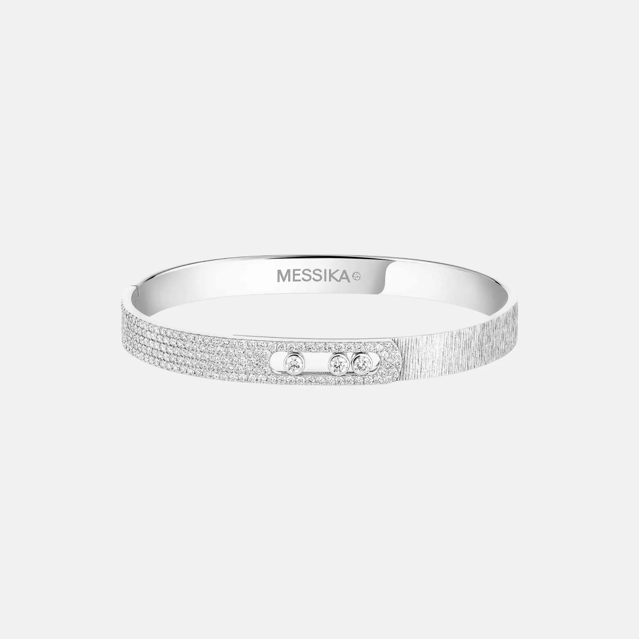 Messika Move Noa Cisele Semi Pave Bangle Diamond Bracelet, White Gold