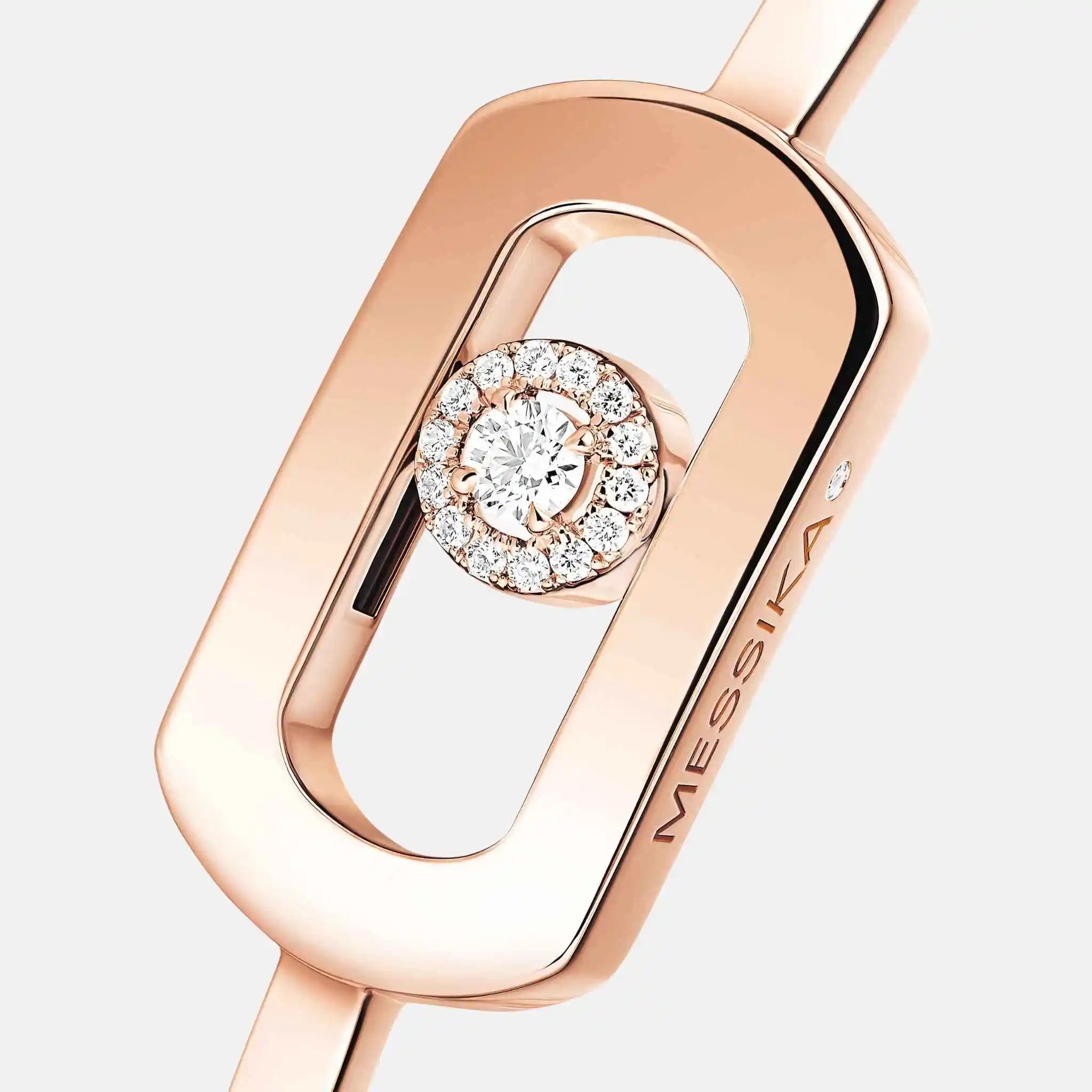Messika So Move Bangle Gold Diamond Bracelet, Pink Gold, Close