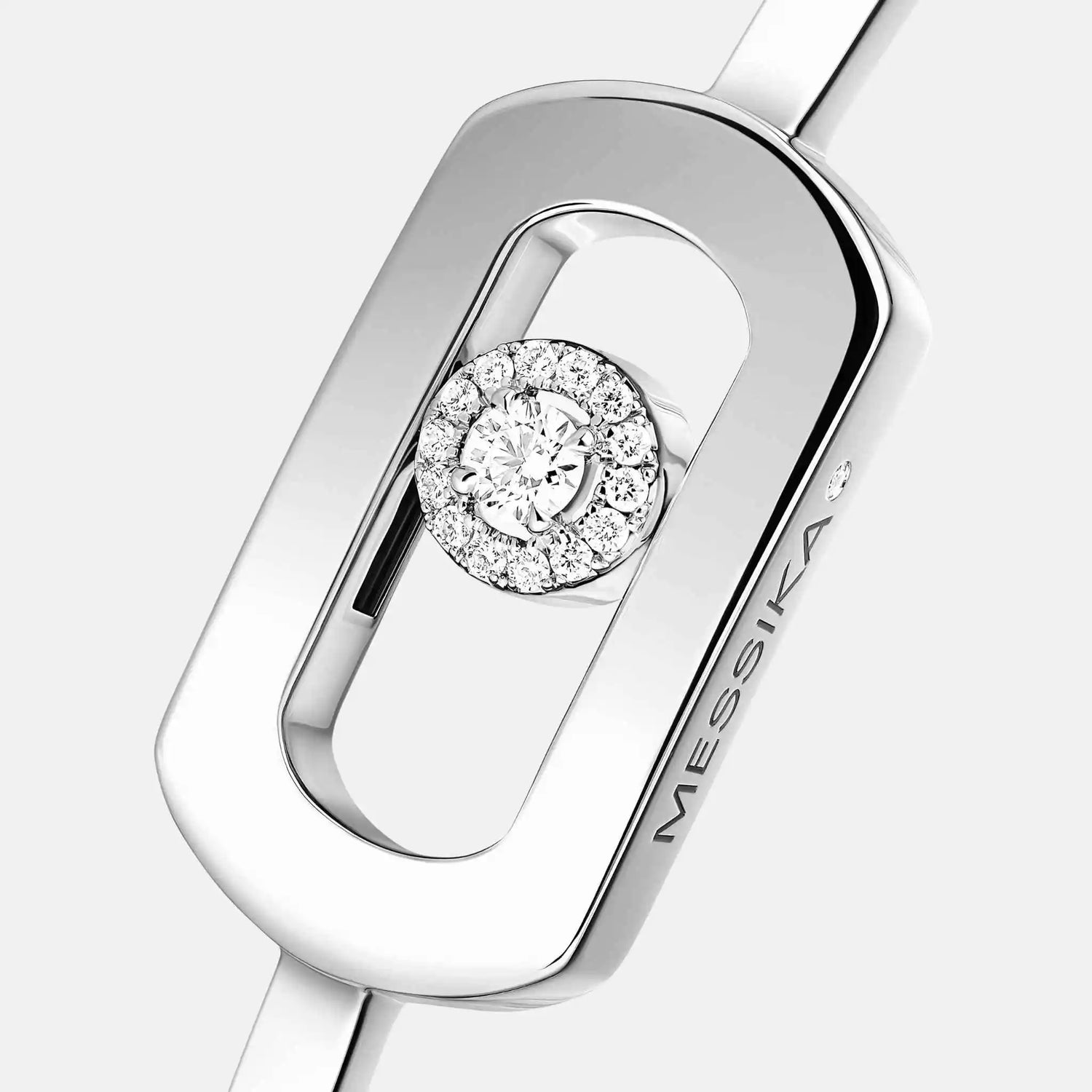 Messika So Move Bangle Gold Diamond Bracelet, White Gold, Close