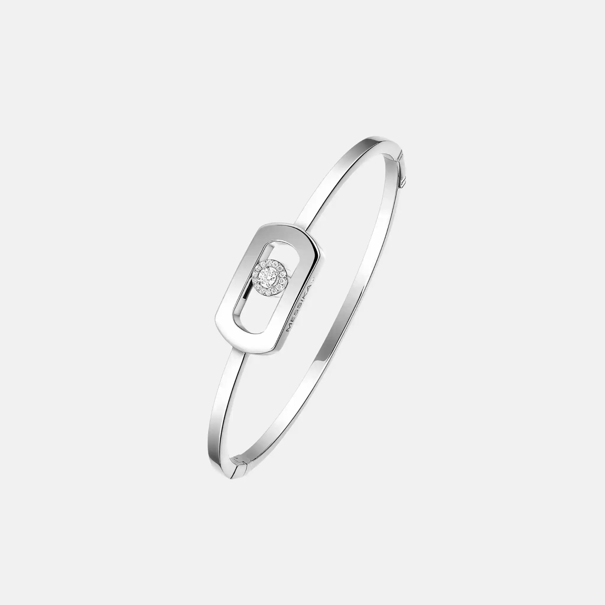 Messika So Move Bangle Gold Diamond Bracelet, White Gold, Front