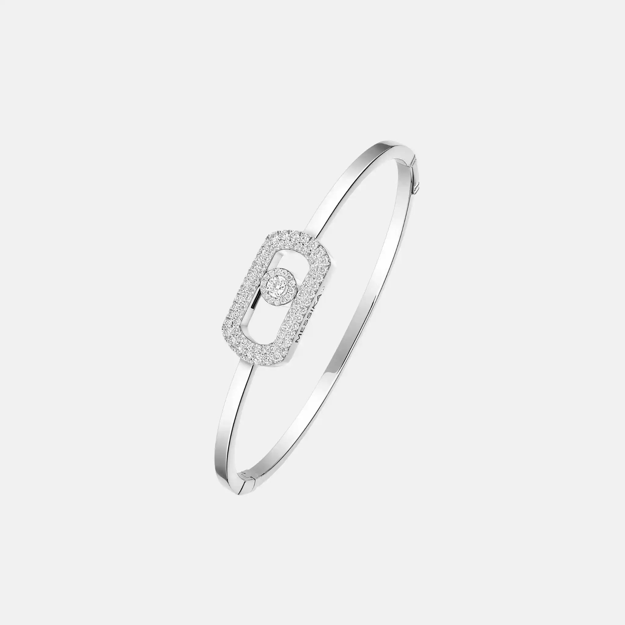 Messika So Move Pave Bangle Gold Diamond Bracelet, White gold