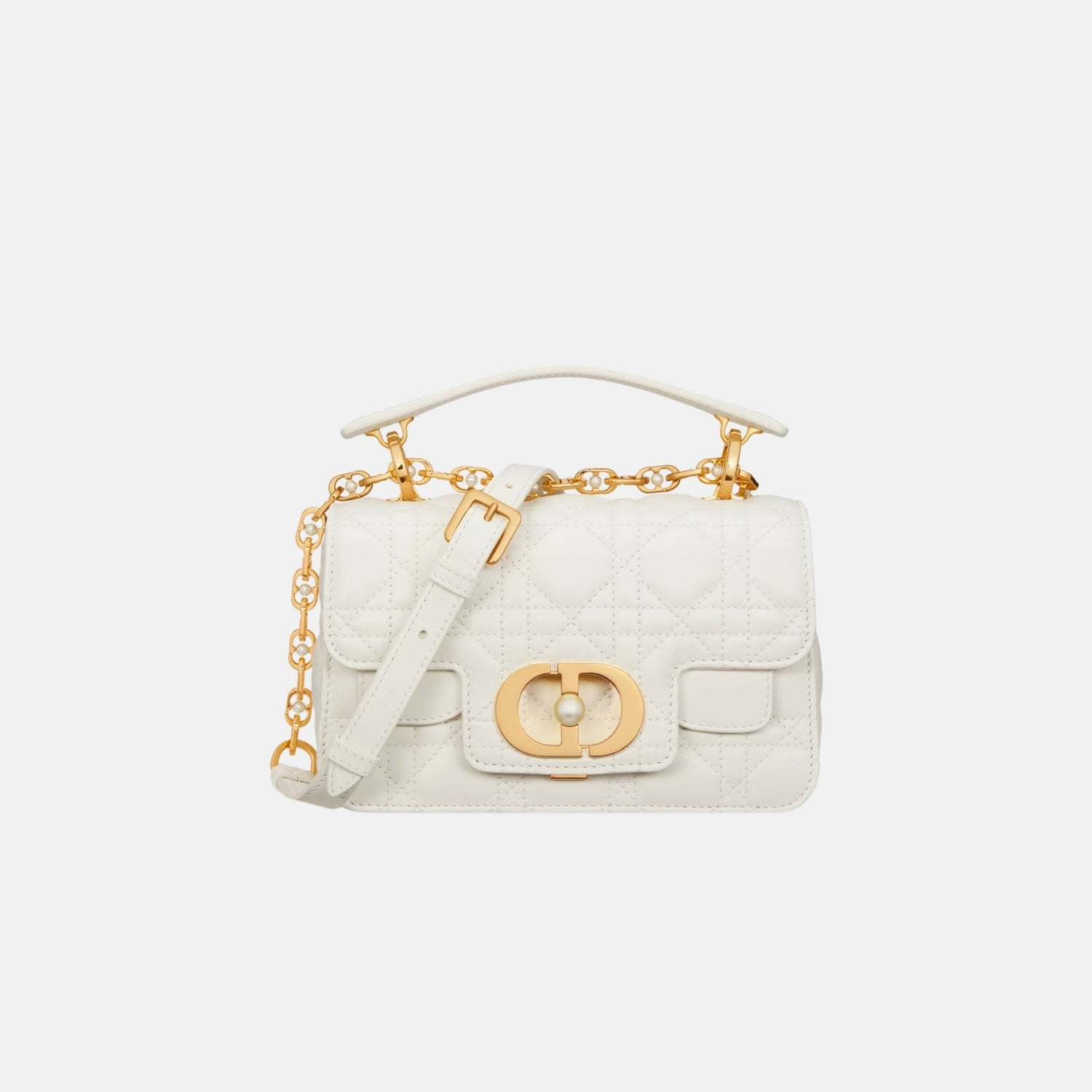 Mini Dior Jolie Top Handle Bag In Cannage Calfskin, Latte, Front