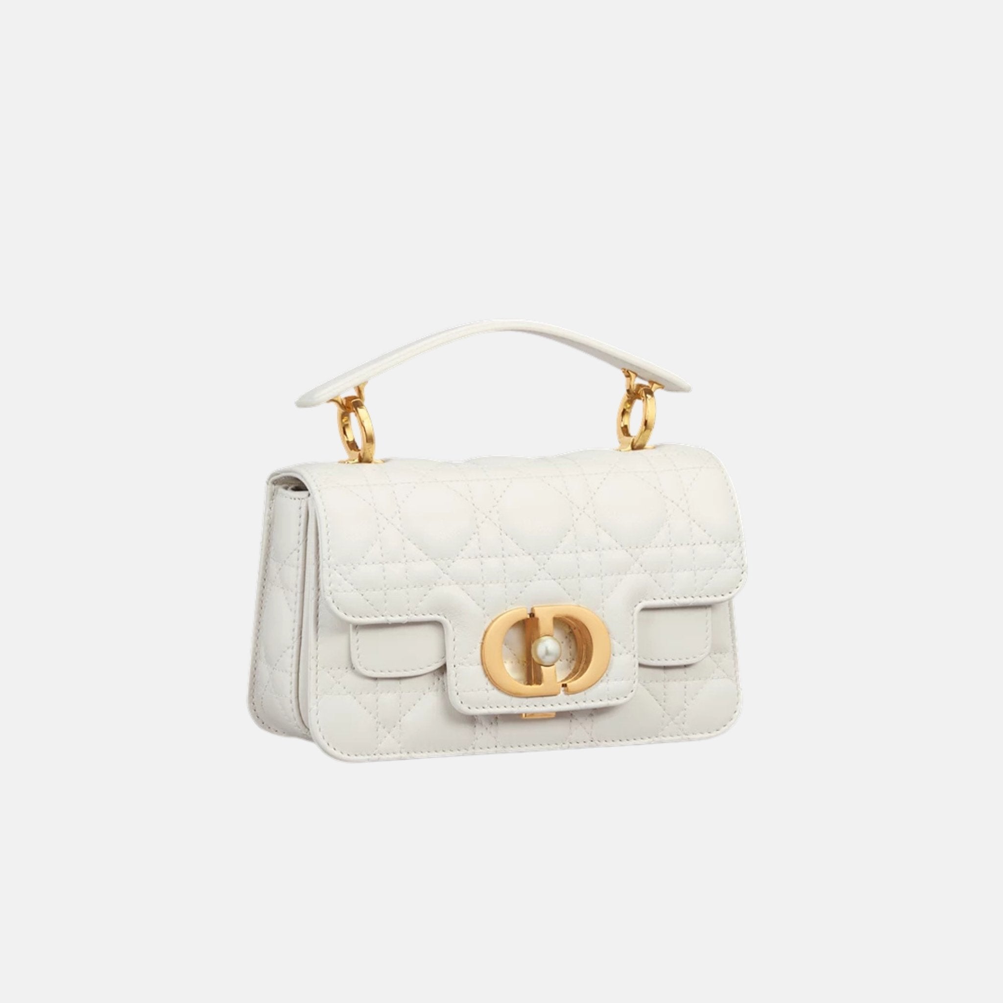 Mini Dior Jolie Top Handle Bag In Cannage Calfskin, Latte, Side