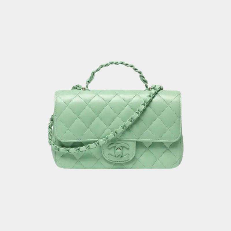 Mini Flap Bag With Top Handle, Cruise 2024/25, Light Green, Front View