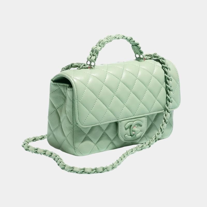 Mini Flap Bag With Top Handle, Cruise 2024/25, Light Green, Side View