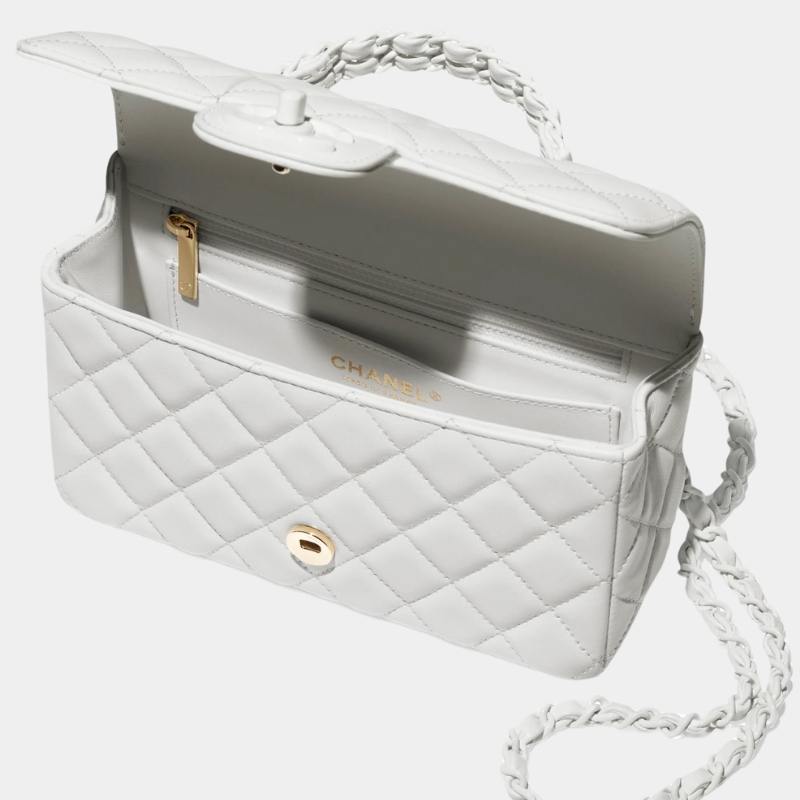 Mini Flap Bag With Top Handle, Cruise 2024/25, Light Grey, Interior View