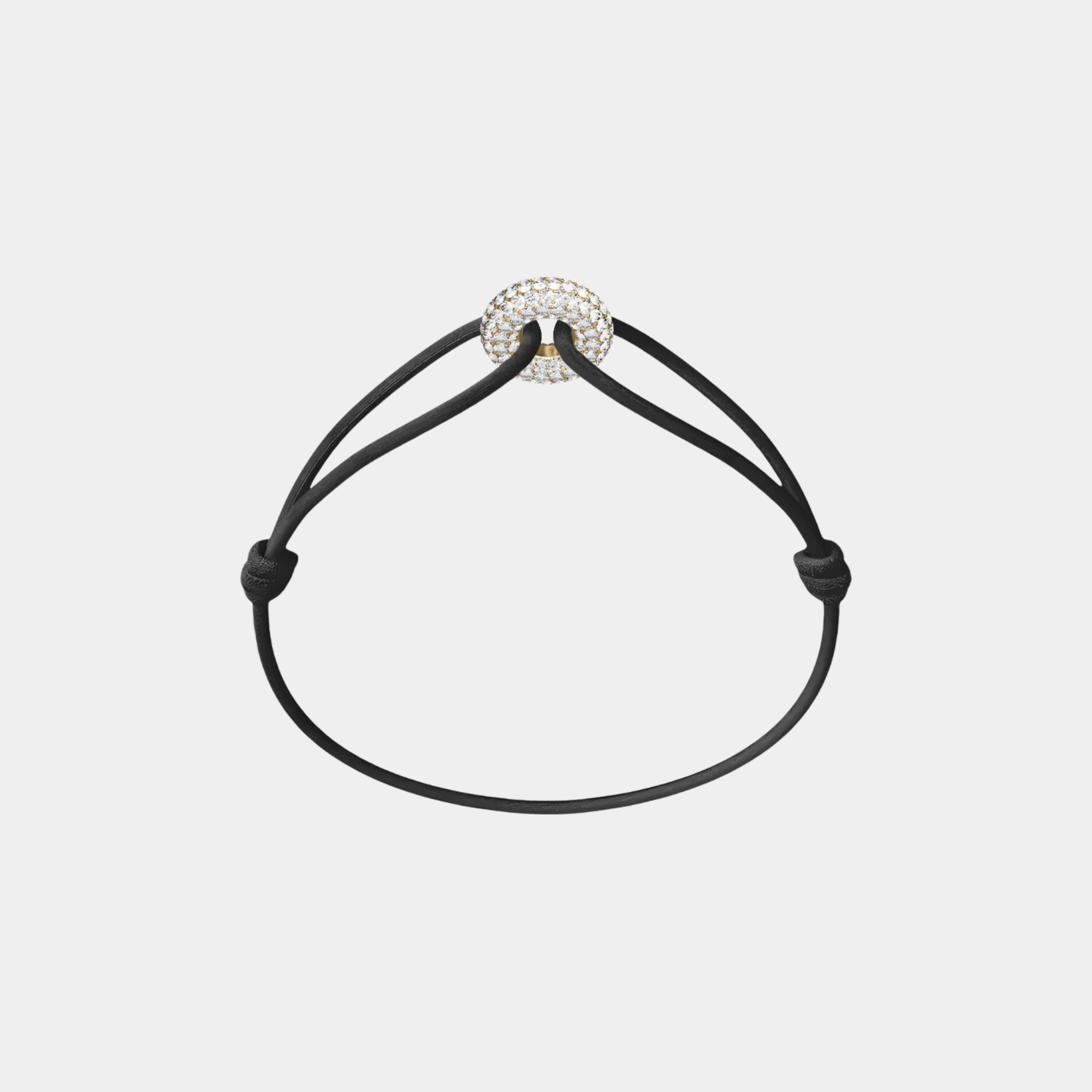 Wecord Mini Golden Soho Pave Cord Bracelet, Black