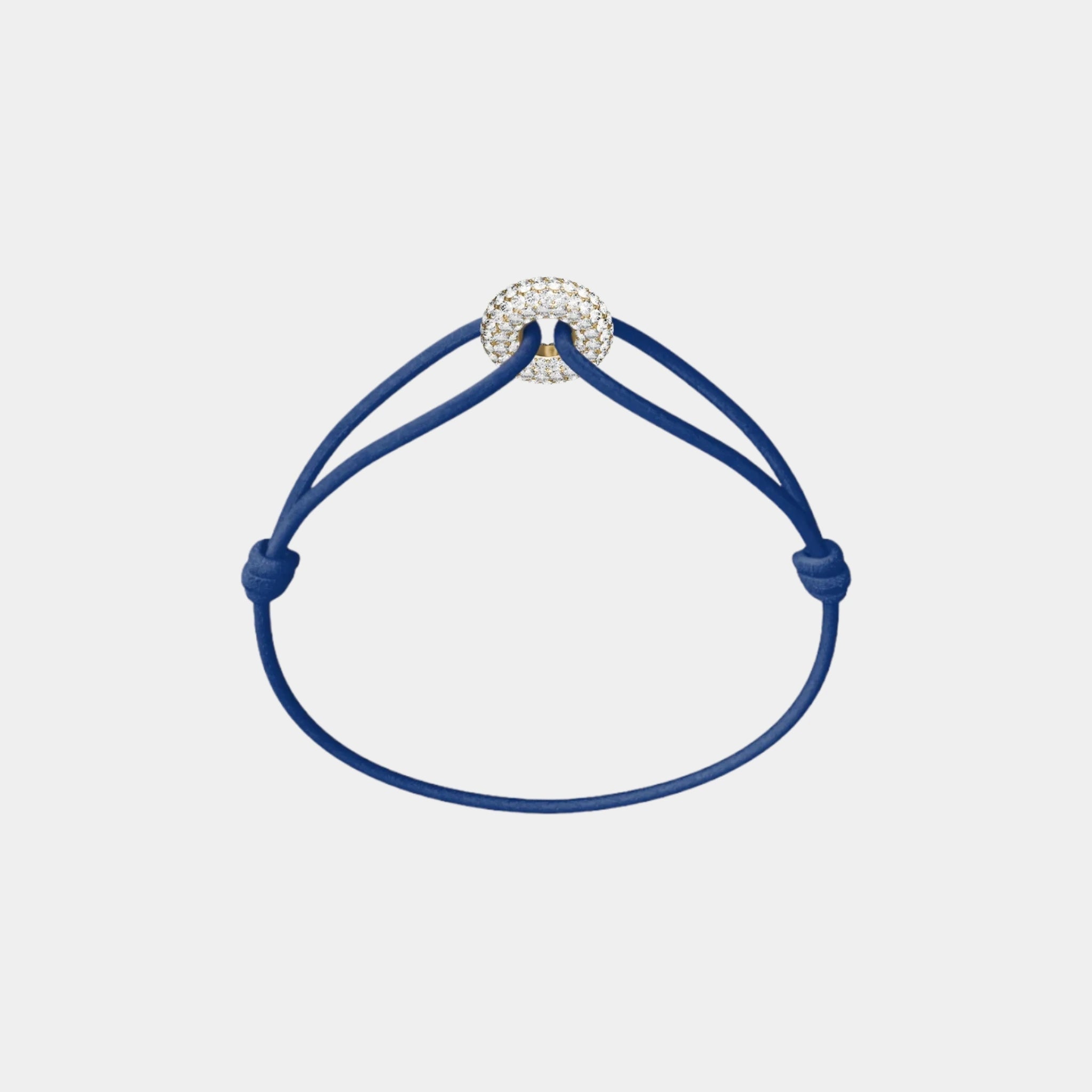 Wecord Mini Golden Soho Pave Cord Bracelet, Navy Blue