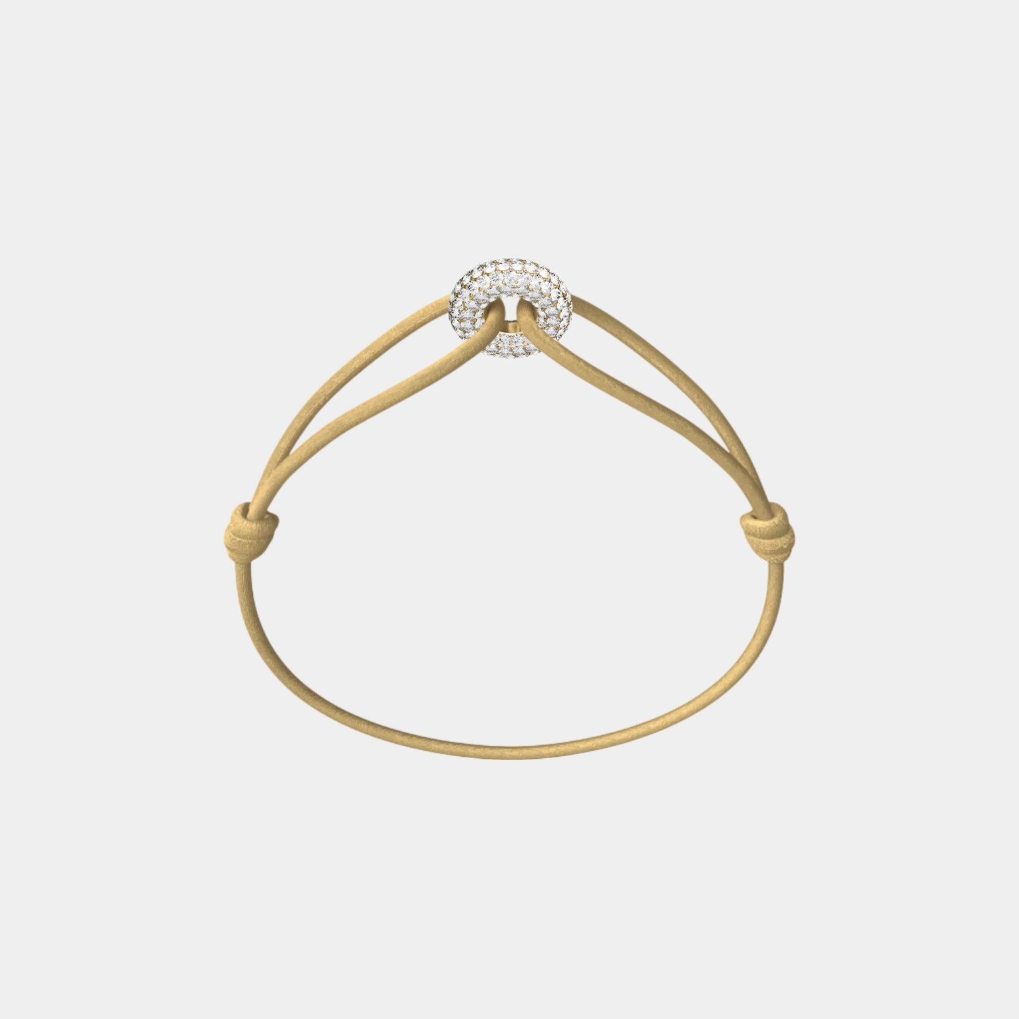 Wecord Mini Golden Soho Pave Cord Bracelet, Sand